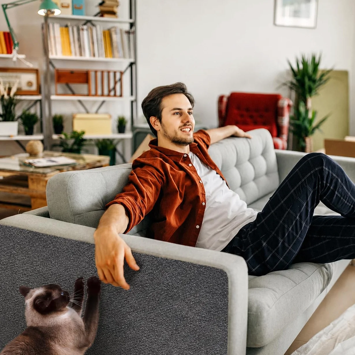Protector Sofa Gatos Arañazo, Tapete Rascador para Gatos Autoadhesivo, Ideal para Sofás, Muebles y Paredes, Reutilizable, Fácil de Instalar y Recortable para Postes Rascadores