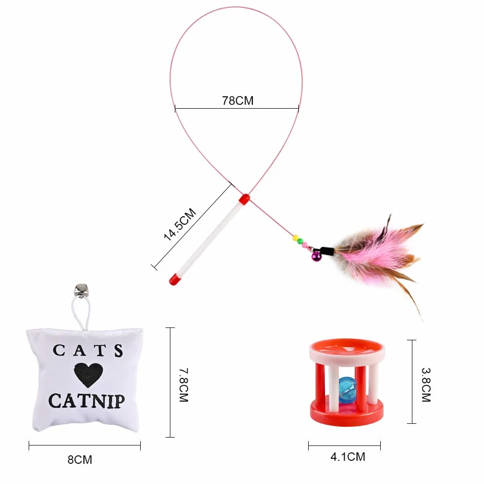 GOLDGE Juguetes para Gatos, Juguete Gato Interactivo, Juegos de Gatos Accesorios, Cat Toys, Cosas para Gato con Plumas, Ratóns, Pelota, Almohada y Juguete Interactivo Varias