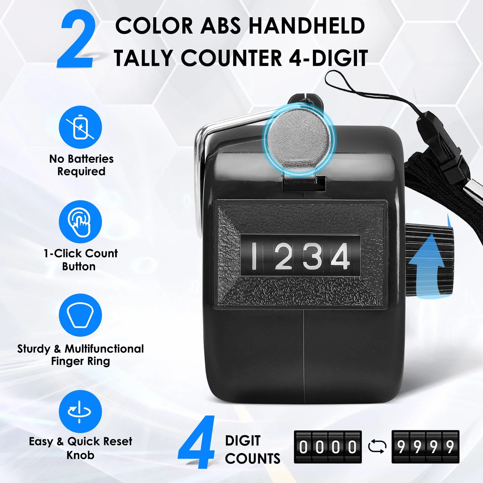 KTRIO Handheld Tally Counter 4-Digit Mechanical Clicker for Coaching Knitting Golf