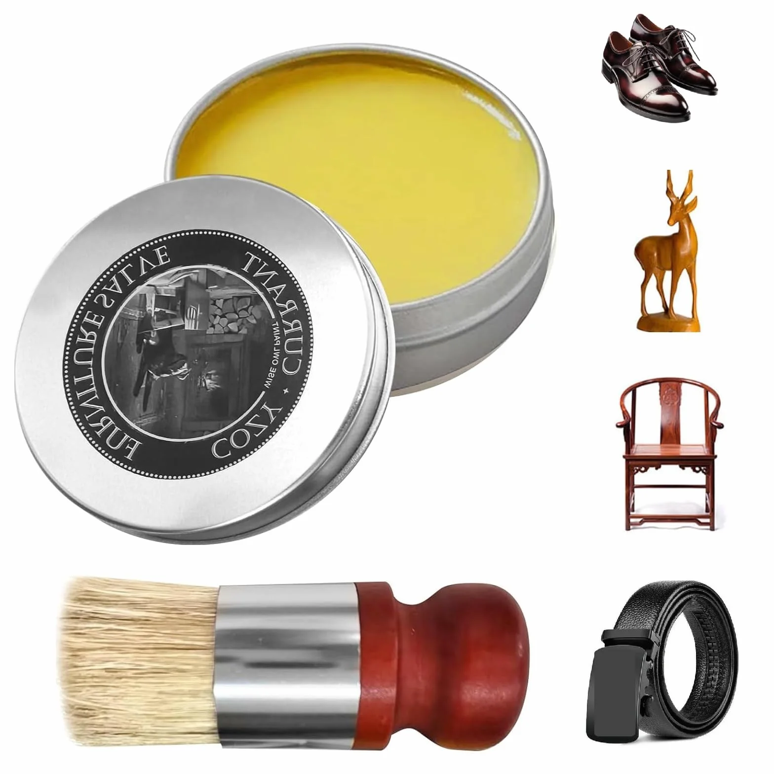 Furniture Salve,Ungüento para Muebles De Cuero,Bálsamo de Muebles,Ungüento de Cuero con Cepillo de,Leather Furniture Balm,Fácil de Usar,Adecuado Proteger Restaurar el Brillo de los Muebles Cuero,100g