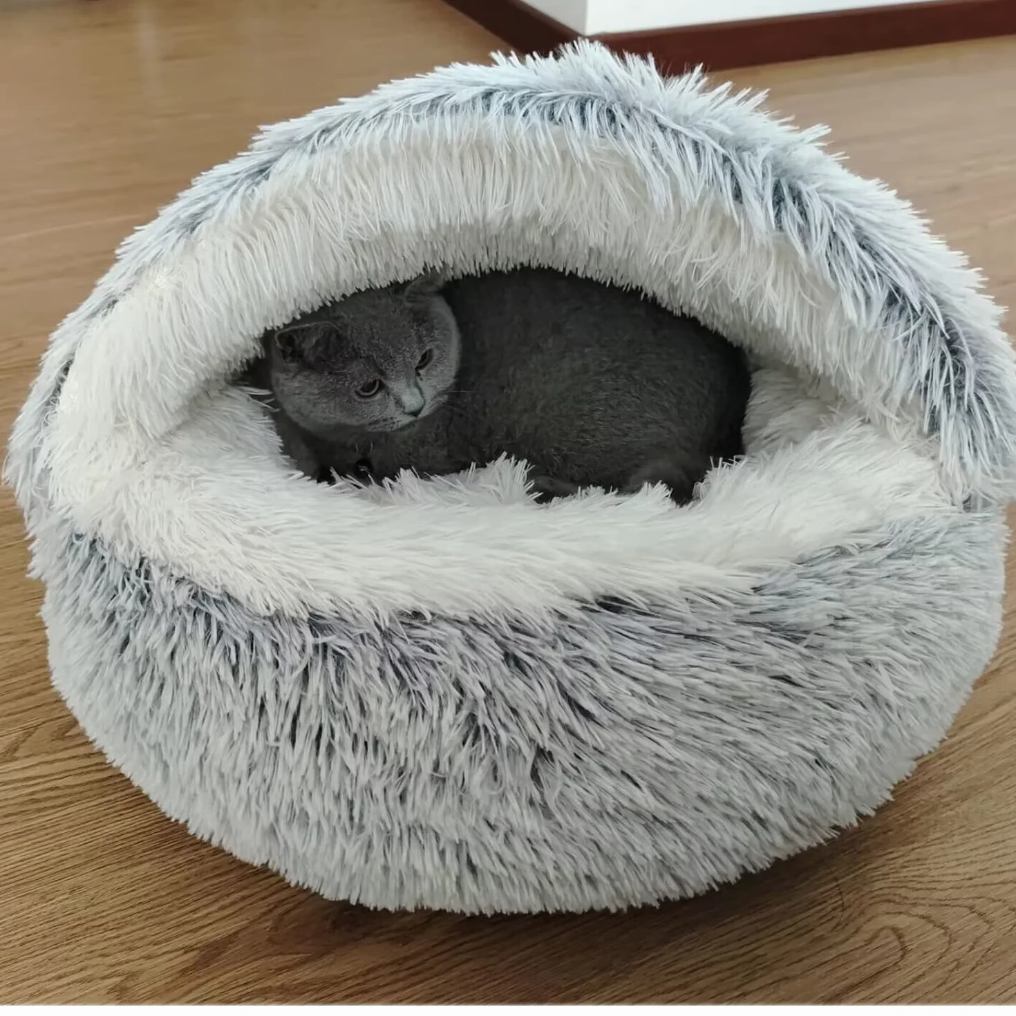 SUOXU Cama para gatitos,cama de cueva para gatos de interior de menos de 3 kg,cálida y acogedora cama de felpa suave para cachorros,parte inferior antideslizante para gatos y perros de tamaño de palma