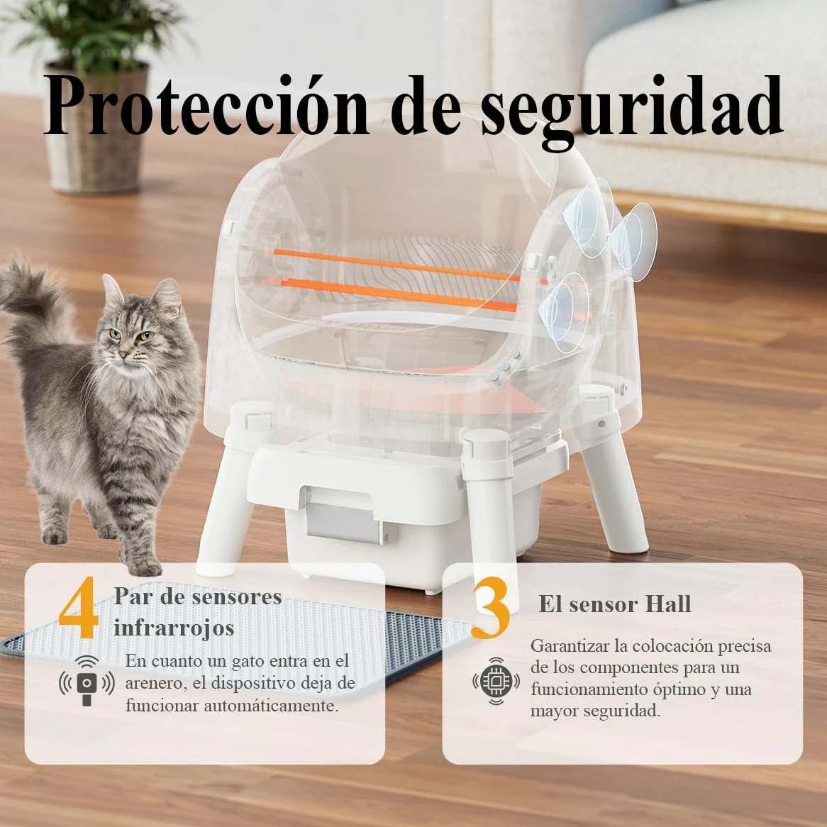 PetPivot Arenero Autolimpiable con Diseño Abierto y Gran Capacidad, Modos Automáticos y Manuales, Limpieza Rápida y Fácil de Palear, Ideal para Hogares con Varios Gatos