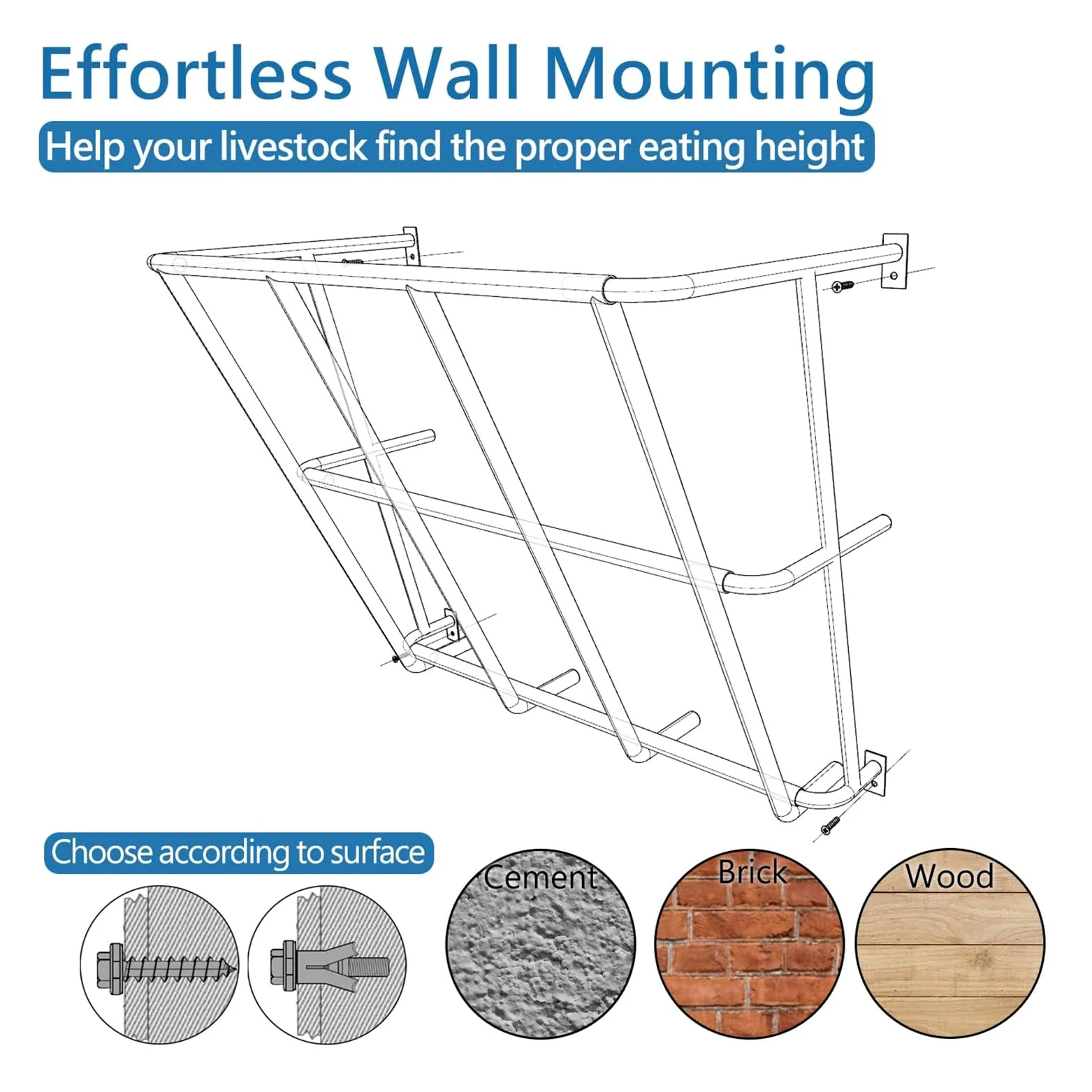 Alimentador de heno de cabra de aleación de aluminio resistente desmontable para heno para caballos de oveja y más, 24 x 20 x 12 pulgadas