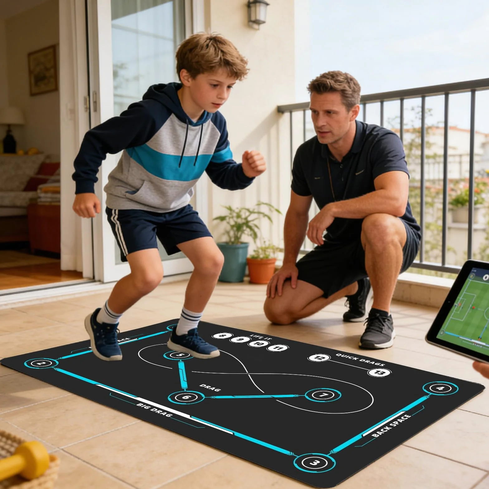 Alfombra de agilidad de fútbol 90x60 cm antideslizante absorbente de golpes