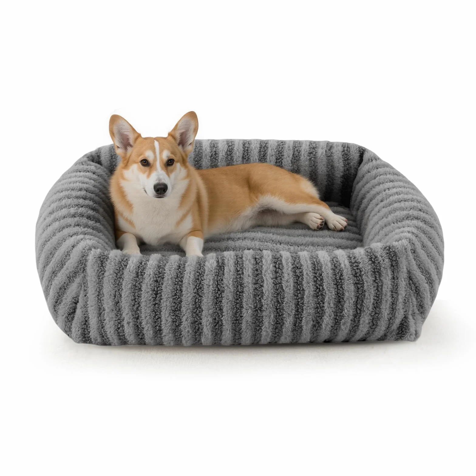 Pawk Camas para perros pequeños, cama lavable para perros con funda extraíble, cálida y suave cama para cachorros con base antideslizante, 51 x 48 x 15 cm, color gris