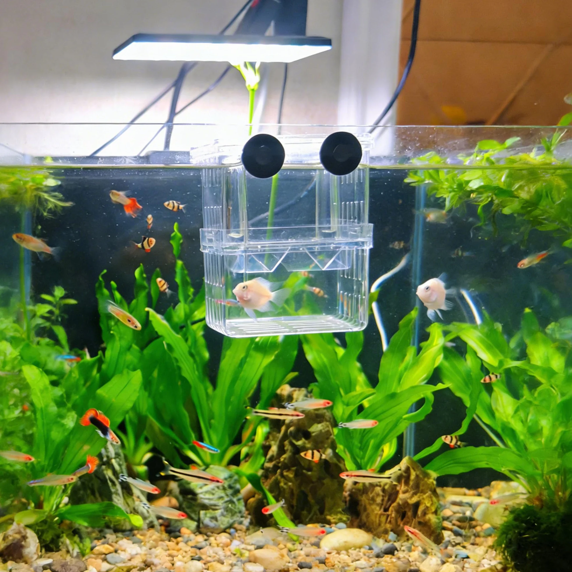 Caja De Cría De Peces De Acuario, Caja De Incubadora De Cría De PláStico Flotante, Cría De Peces De Doble Capa Incubadora, Crianza Y Crianza, Para Peces Agresivos Lesionados, Camarones Pequeños