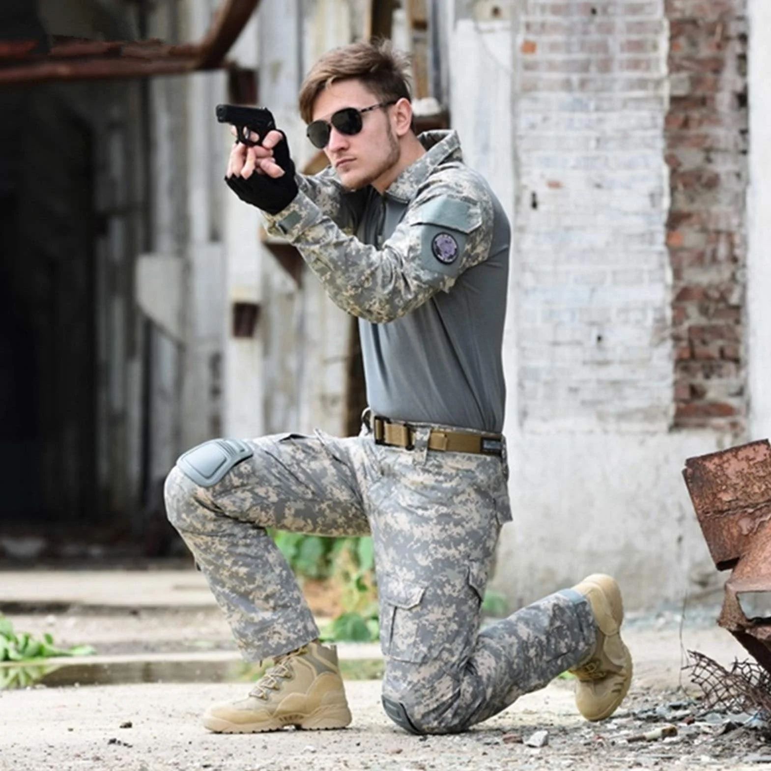 Ropa de Camuflaje Militar Uniforme para Hombres Camisa Combate Pantalones Rodilla Waistcoat