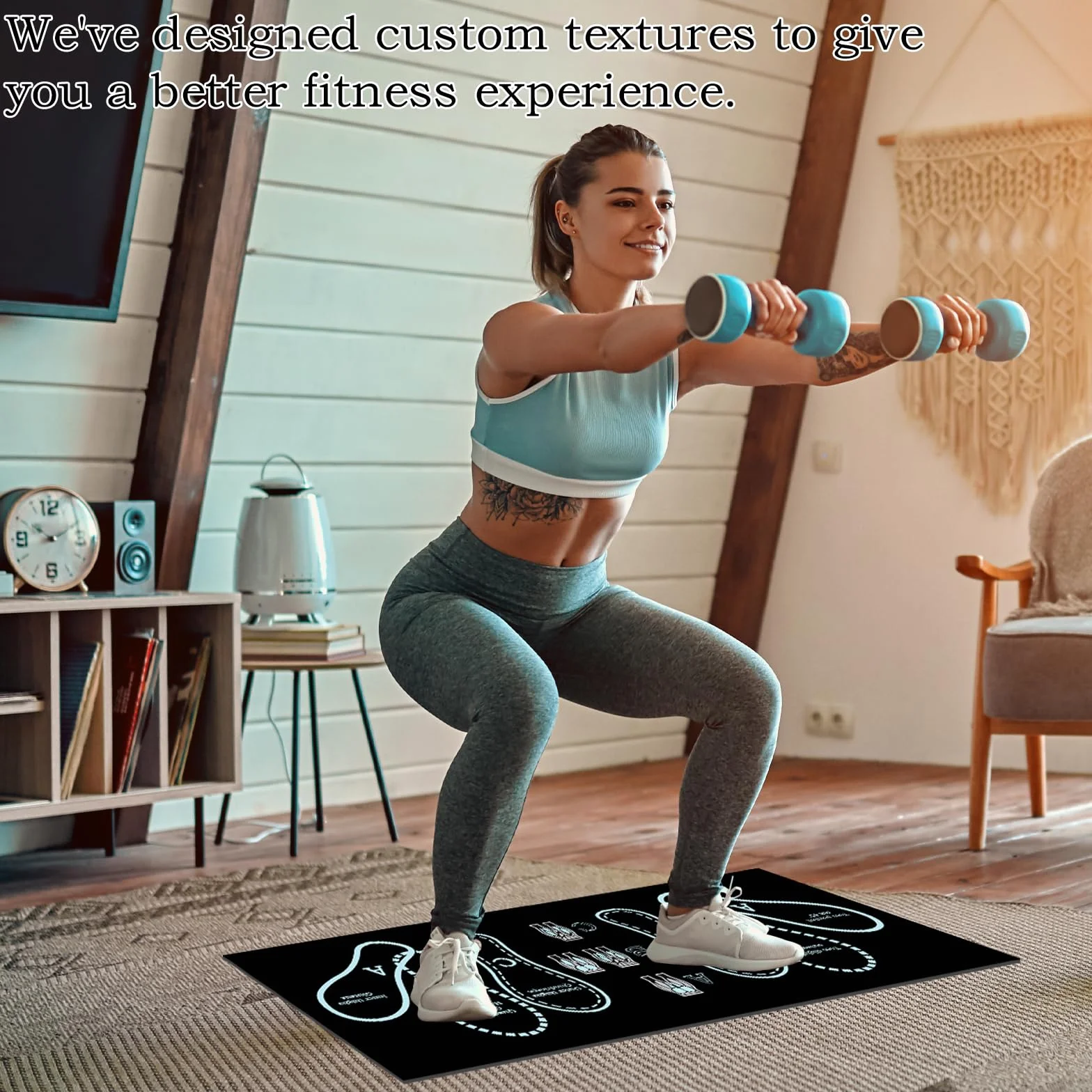 Esterilla antideslizante para sentadillas con posicionamiento de pies, accesorio deportivo para entrenamiento en casa