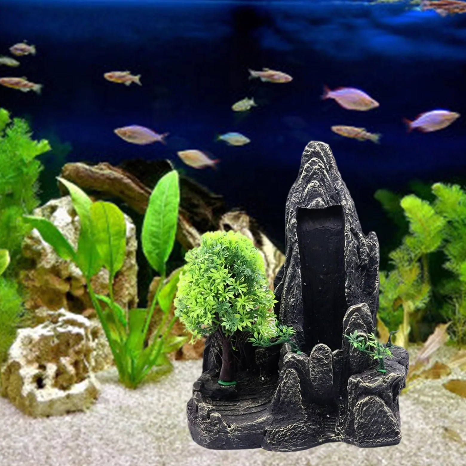 Acuarios jardín de rocas cría decoración de montaña acuario accesorios de paisajismo pantallas estéticas decoraciones de acuario grandes figuras ornamentales de cueva