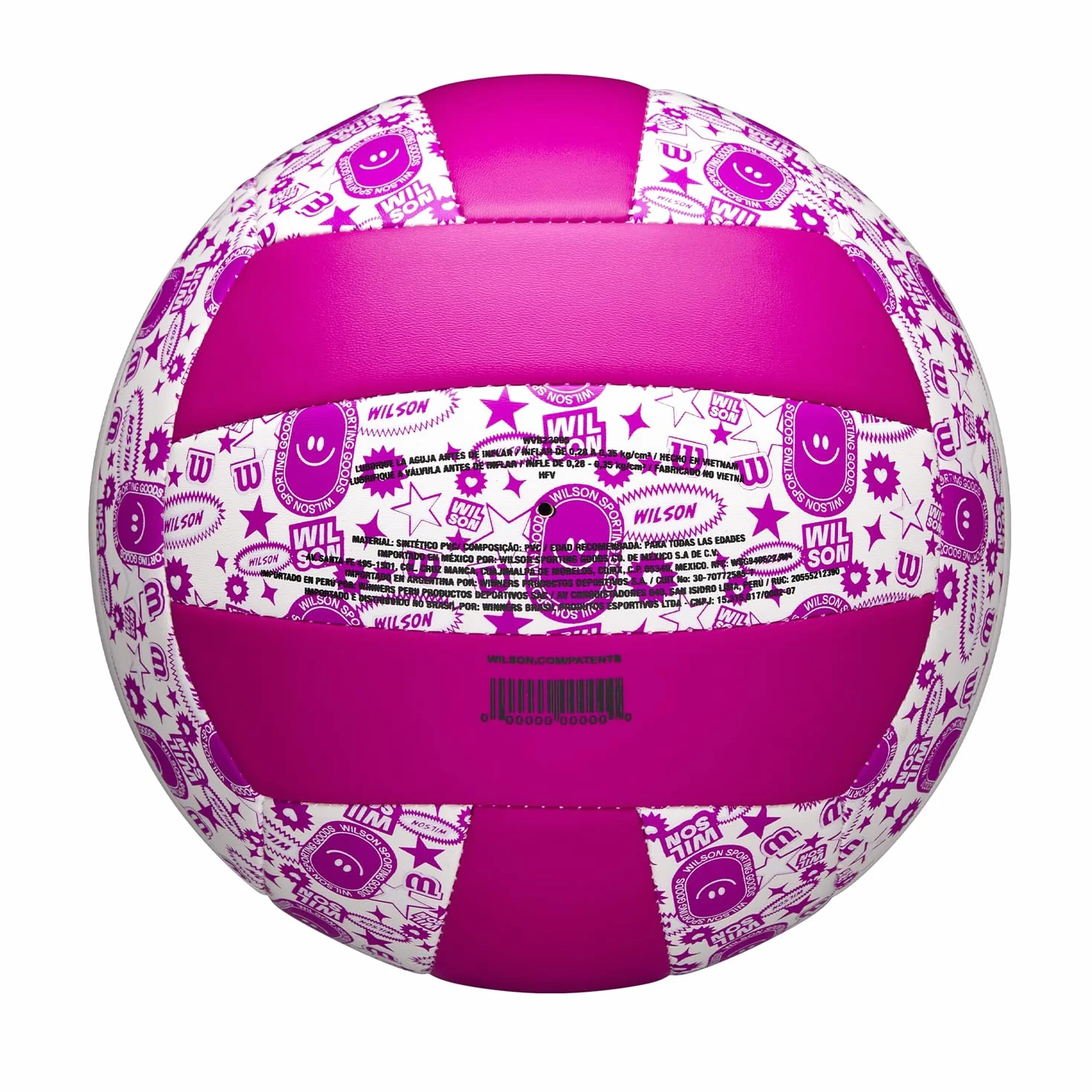 Wilson Pelota de Voleibol Stamp, Cuero Sintético, Tamaño Oficial, Morado y Blanco