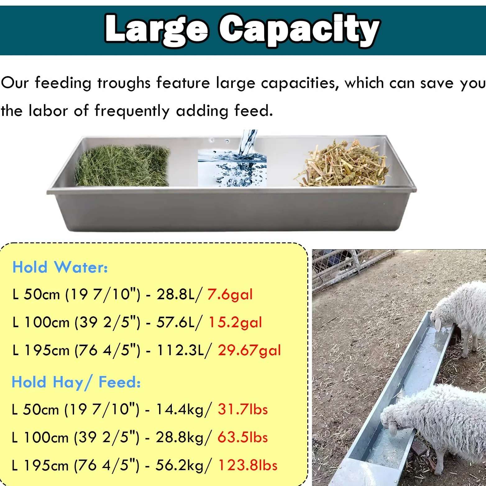 Comedero portátil de Gran Capacidad para heno, Ideal para ovejas, Caballos, Cerdos y Ganado. Comedero y Bebedero Duradero para Animales, Que Permite una alimentación eficiente y Reduce el de