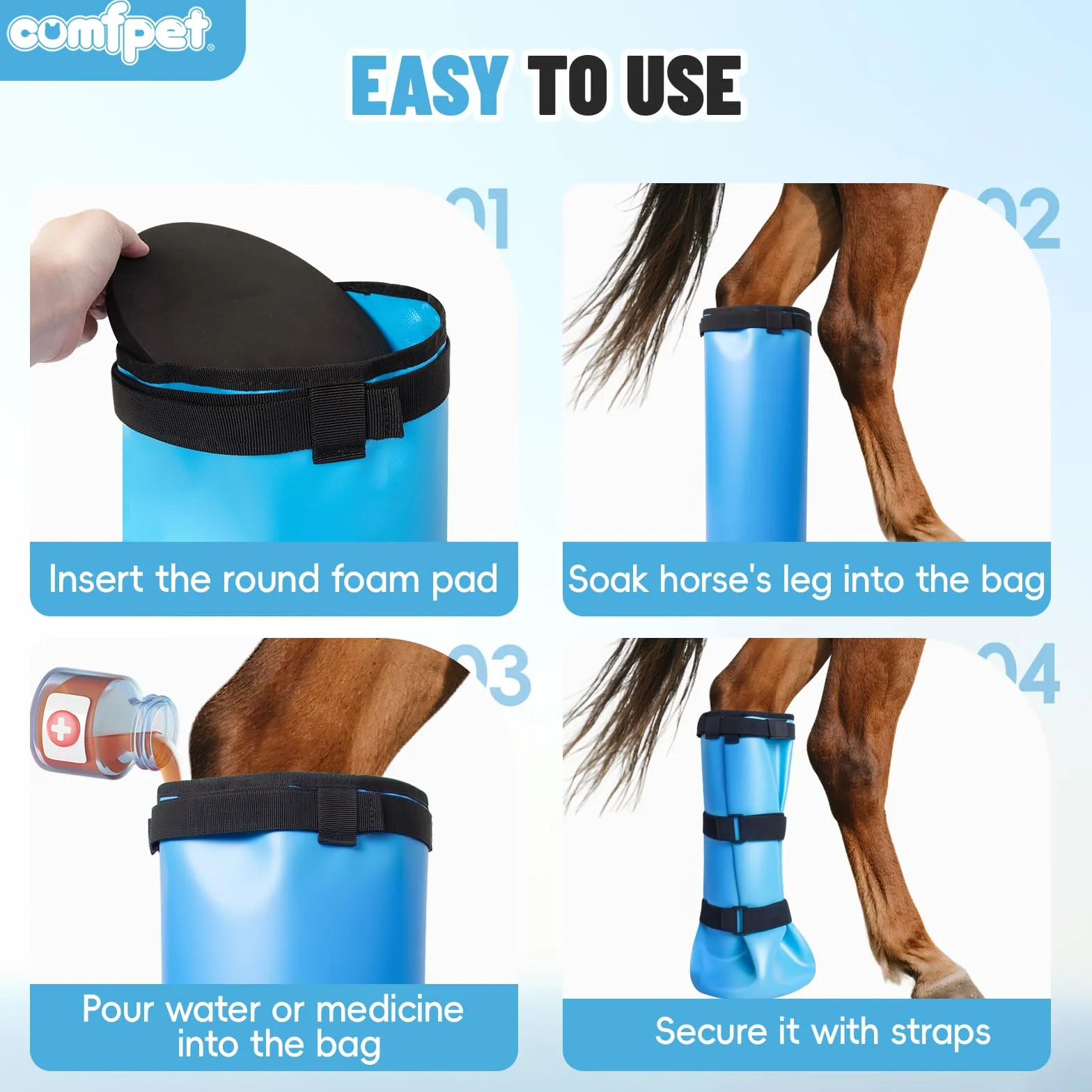 2 botas de remojo de pezuñas para los problemas de pezuñas, para tratar pezuñas de caballo, botas envueltas en cascos, podredumbre, infecciones bacterianas