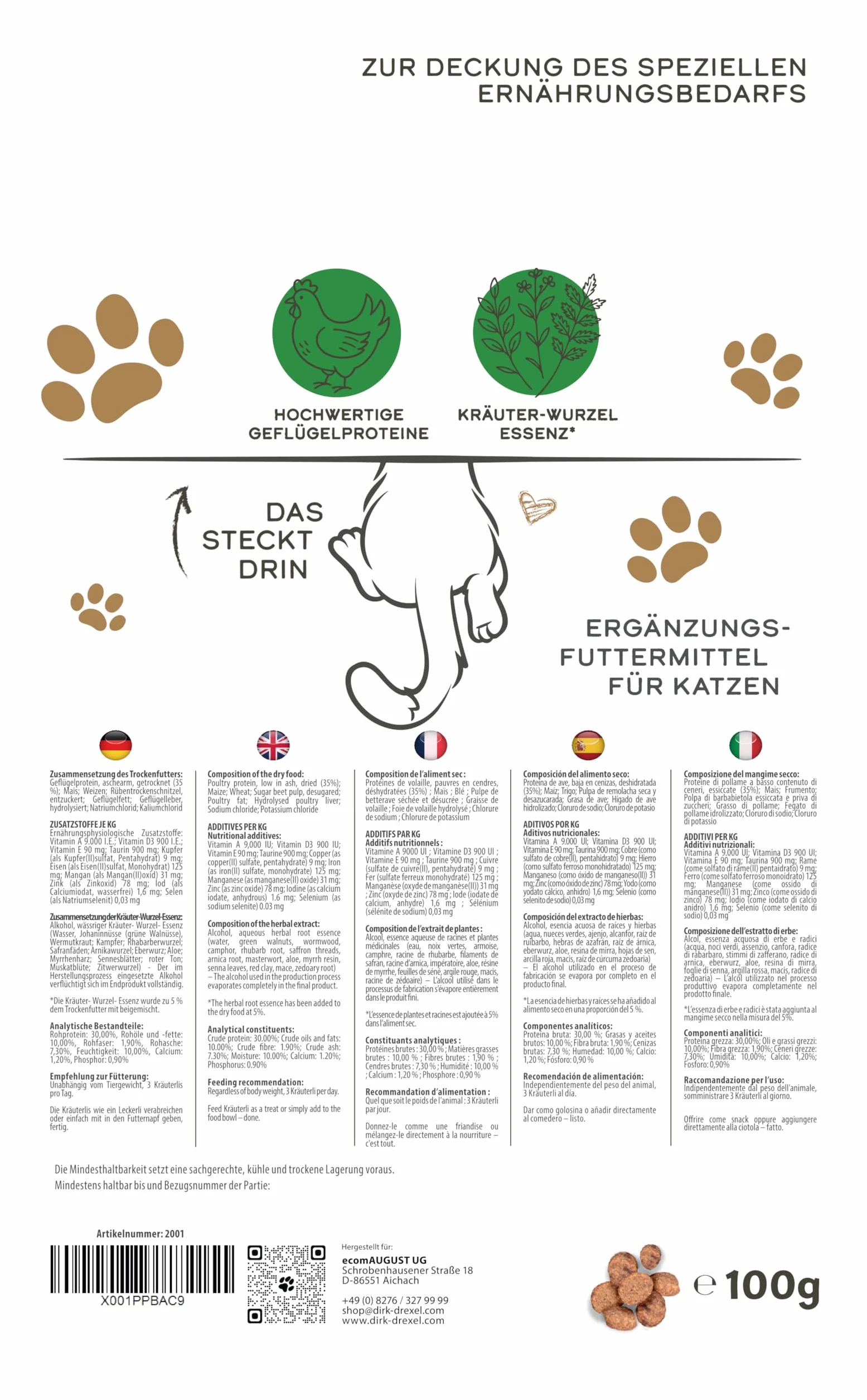 WumoX Herblis para Gatos | Trata con extractos de Hierbas | nutrición Natural para Fortalecer el Medio intestinal | con vermut Real | Alternativa Natural
