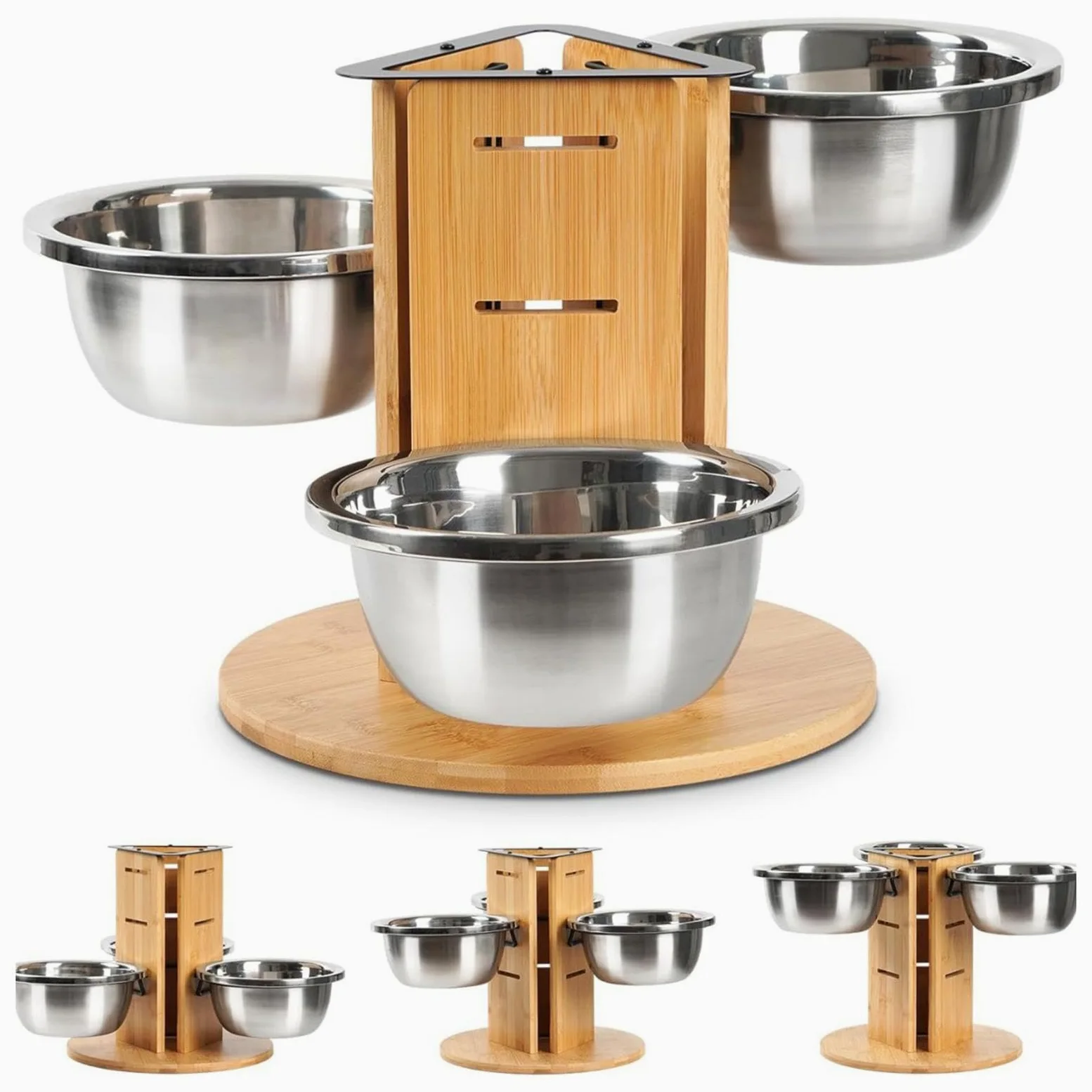 F Fityle Comedero Elevado para Perros con Soporte de Madera Resistente Y Ligero, Altura Ajustable. Ideal para Perros Pequeños, Medianos Y