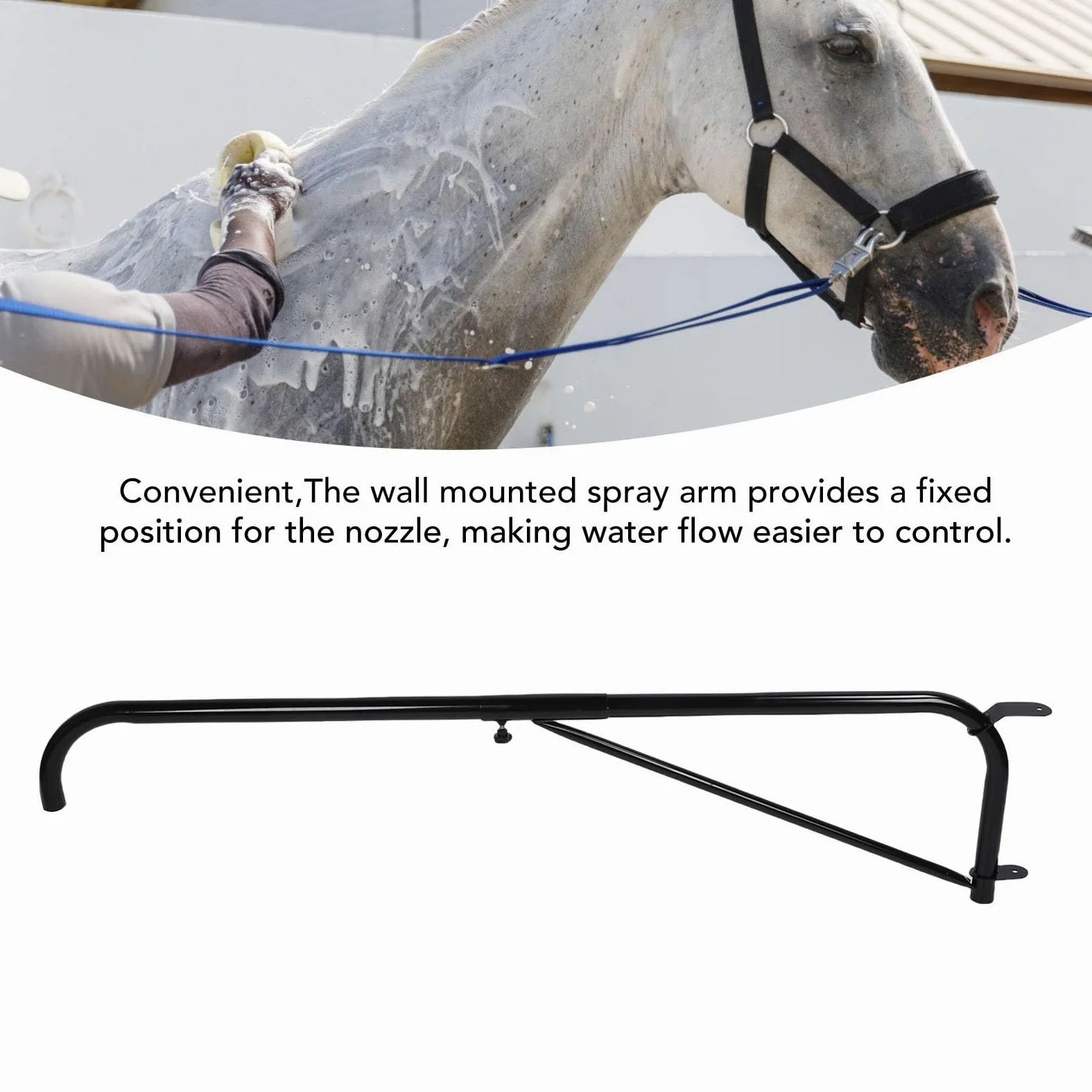 FILFEEL Accesorio para Lavado de Caballos con Brazo Oscilante Montado en la Pared con Brazo para Manguera, Rociador para Enredos para Puesto de Lavado de Caballos, Diseño de Aleación de Hierro
