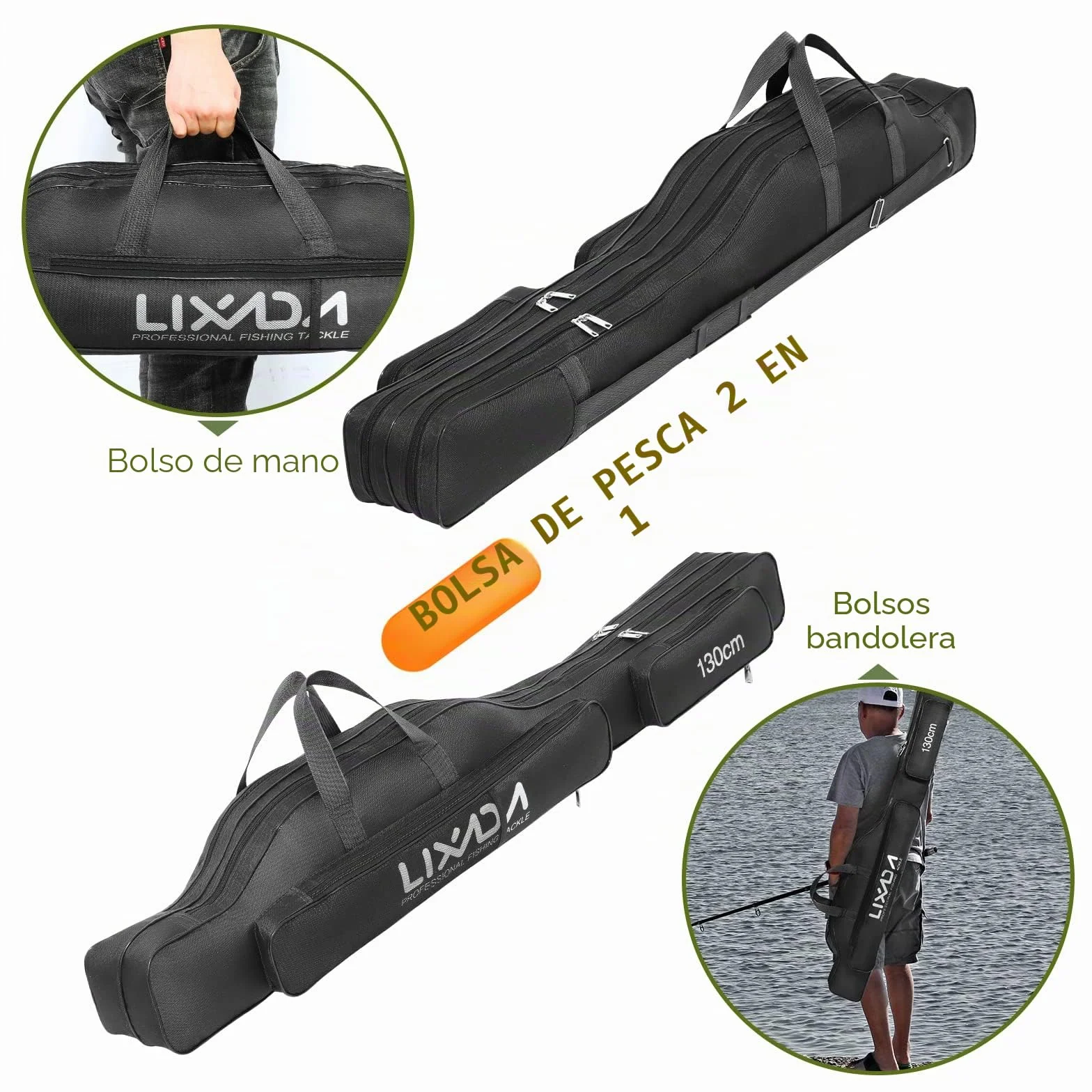 Lixada Bolsa Plegable para Caña de Pescar 100 cm 130 cm 150 cm