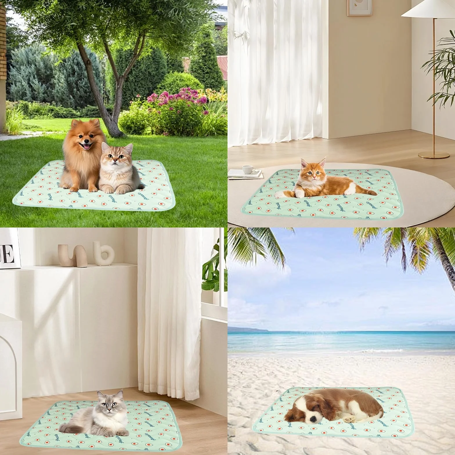Cama Refrescante Perro, Verano Manta Refrescante para Perros, 60x50CM Manta Fria para Perros Gatos, Cama Fria para Perros, Alfombra refrescante Perro, Cooling Mat Dog con Patrón de Aguacate
