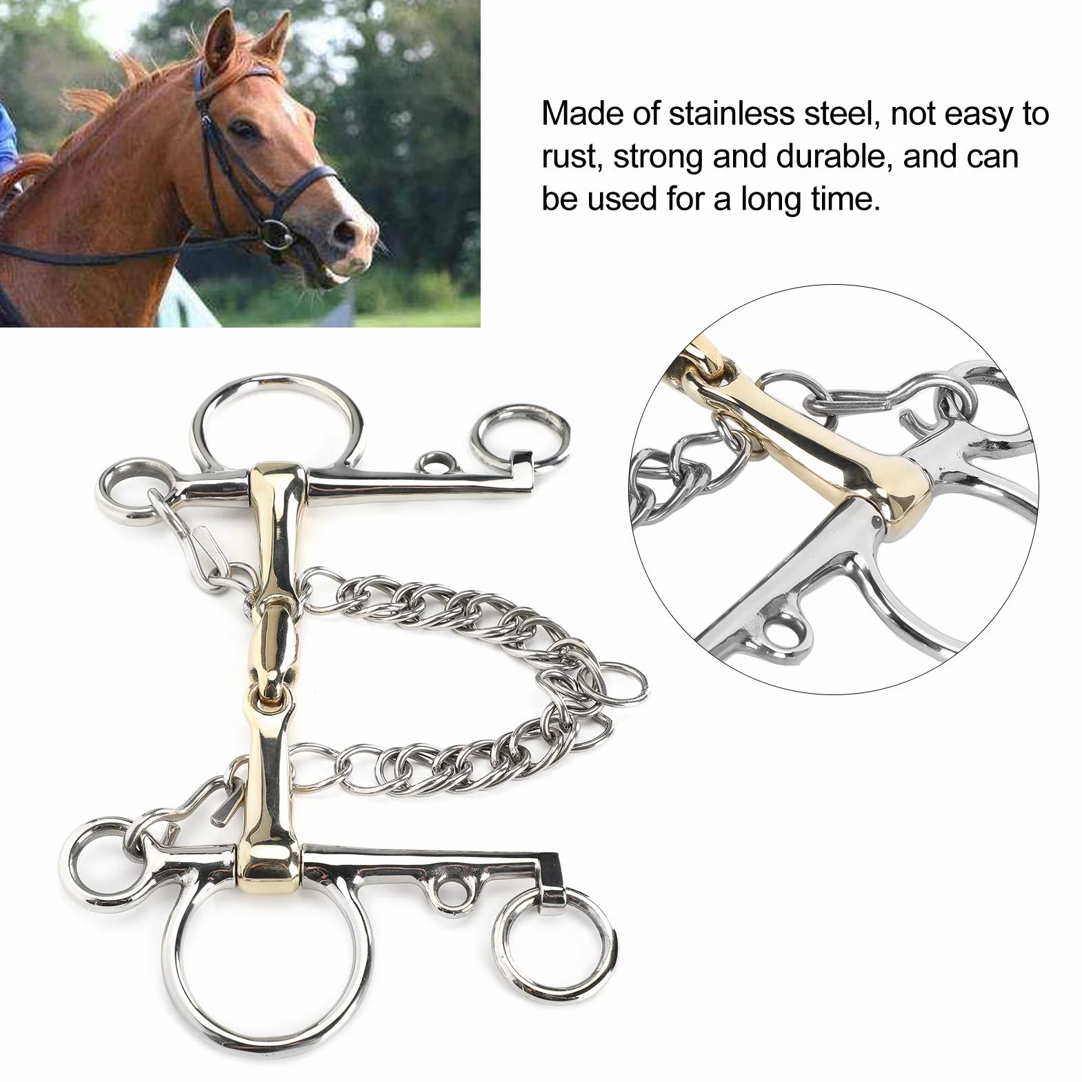 Pelham, acero inoxidable Pelham, broca Pelham de boca articulada, broca para caballo, accesorio para broca Pelham de acero inoxidable