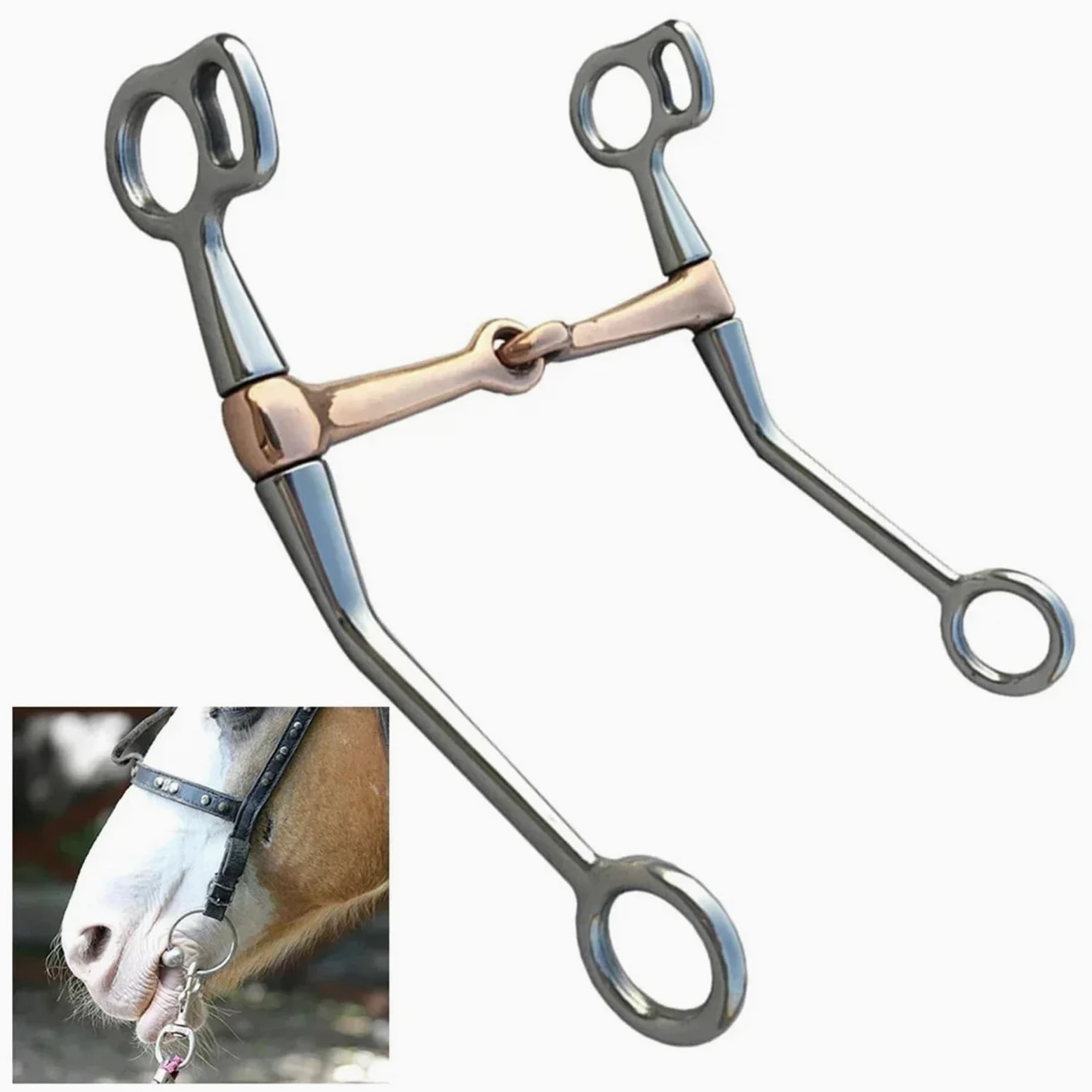Caballo bit Broca de Caballo de Acero Inoxidable, Broca de Serpiente for mejillas Completa, Tachuela de Caballo de Boca de Cobre, 1 ud.