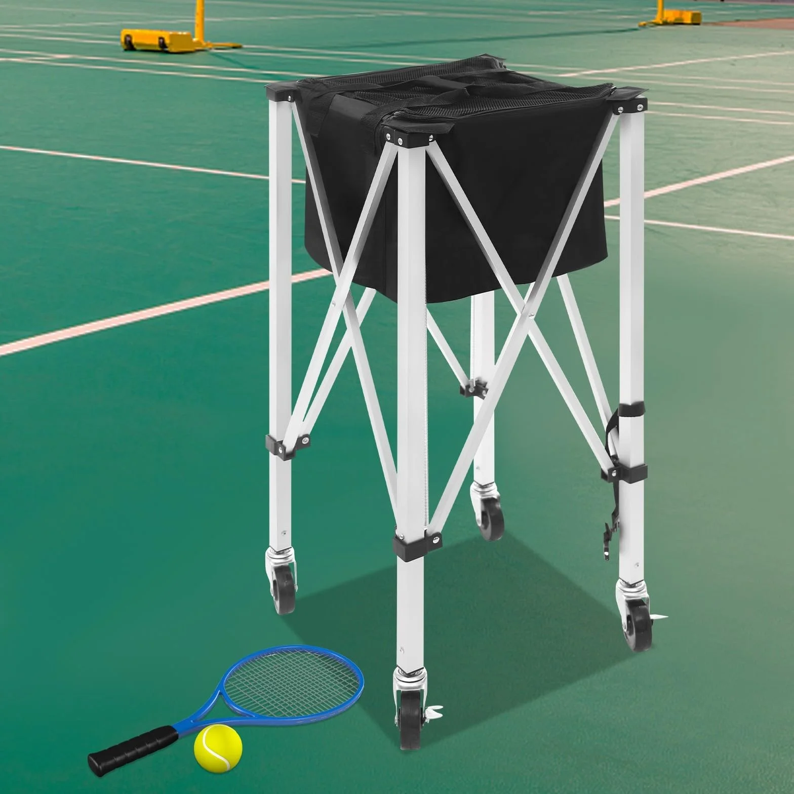 Tela Oxford de aluminio Canasta plegable para pelotas de tenis 150-170 con ruedas asa de transporte