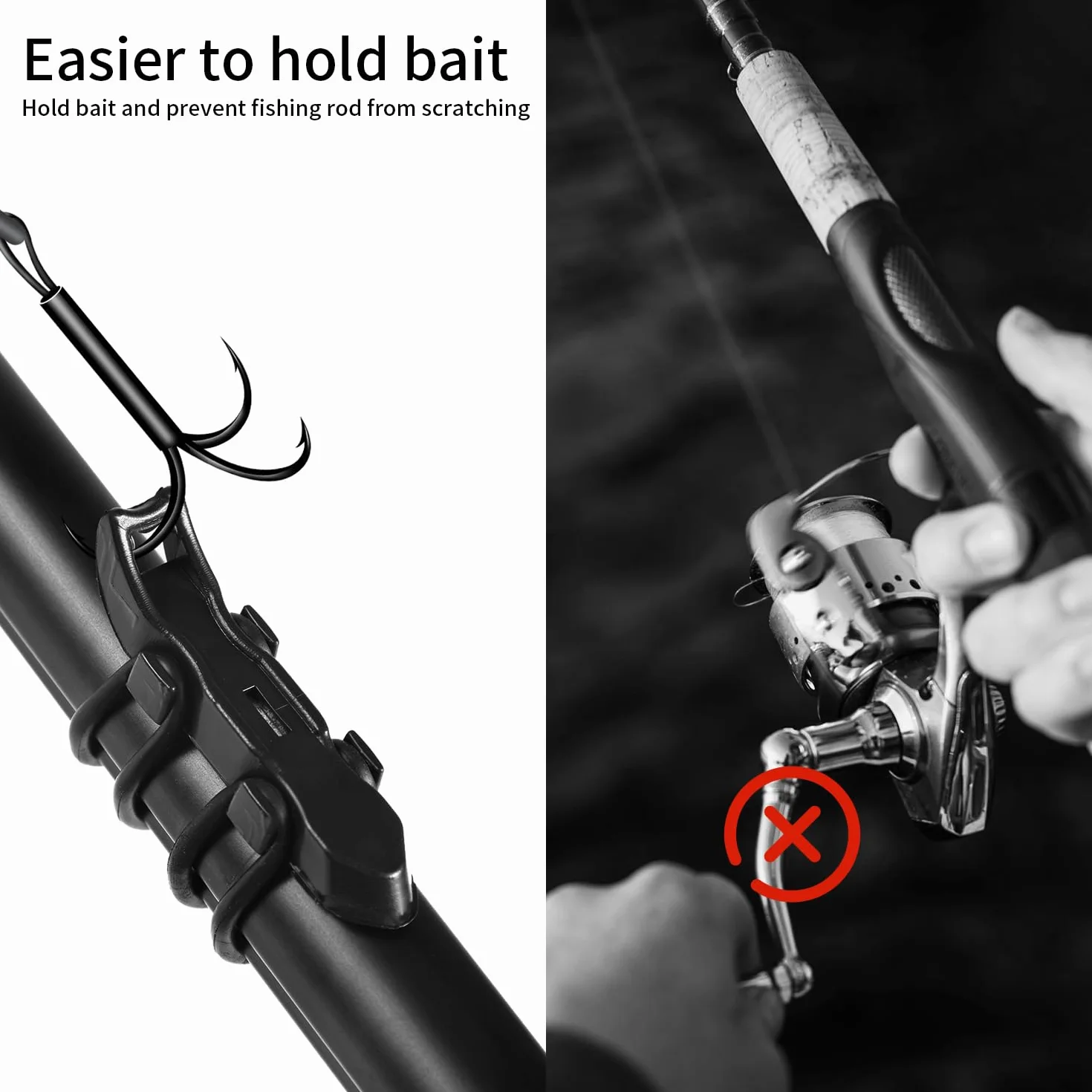 Soporte Magnético para Anzuelos de Pesca Negro con Anillos de Goma de 2 Tamaños