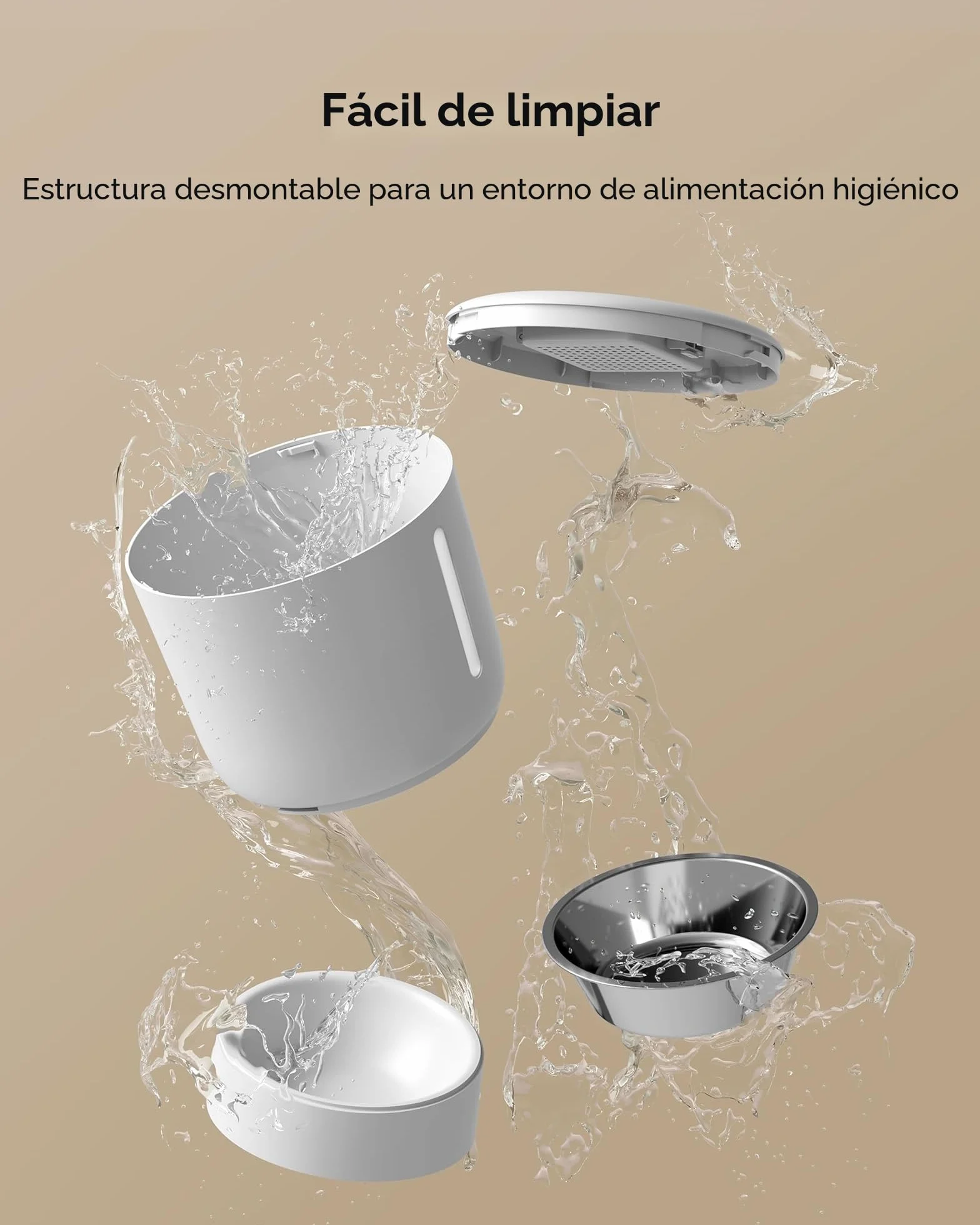 Comedero Gato Automatico, Faroro 4L Dispensador Comida Gatos/Perros con 1 a 6 Comidas Al Día, Control de Porciones, Voz 10s, Alimentación Lenta (Blanco)