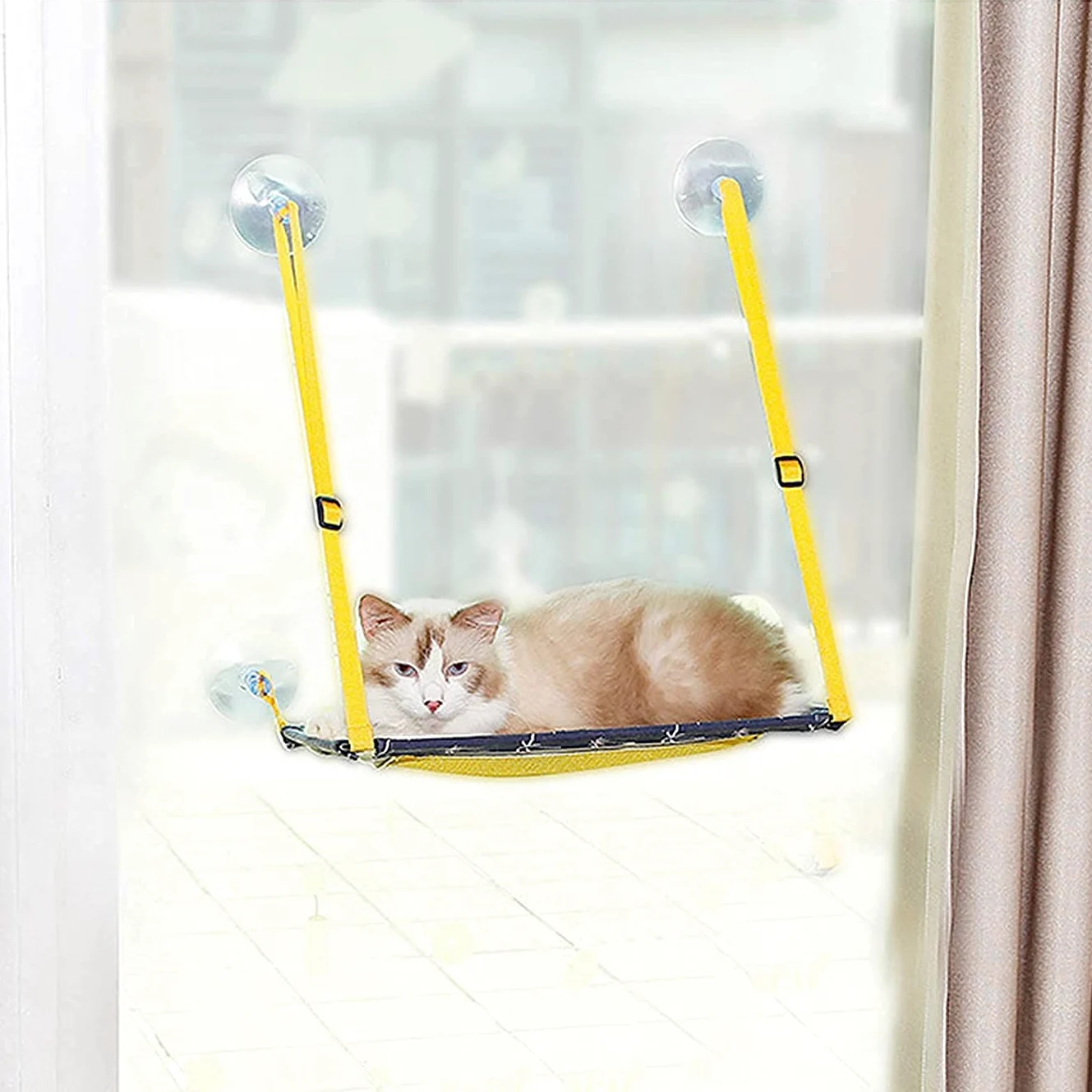 Hamaca para Gato Hamaca Ventana de Gato Ventana Perch Cama Asiento Hamaca para gatos Cama Hamaca colgante para gatos montada en la ventana con 4 ventosas de alta resistencia con capacidad para 44 libr
