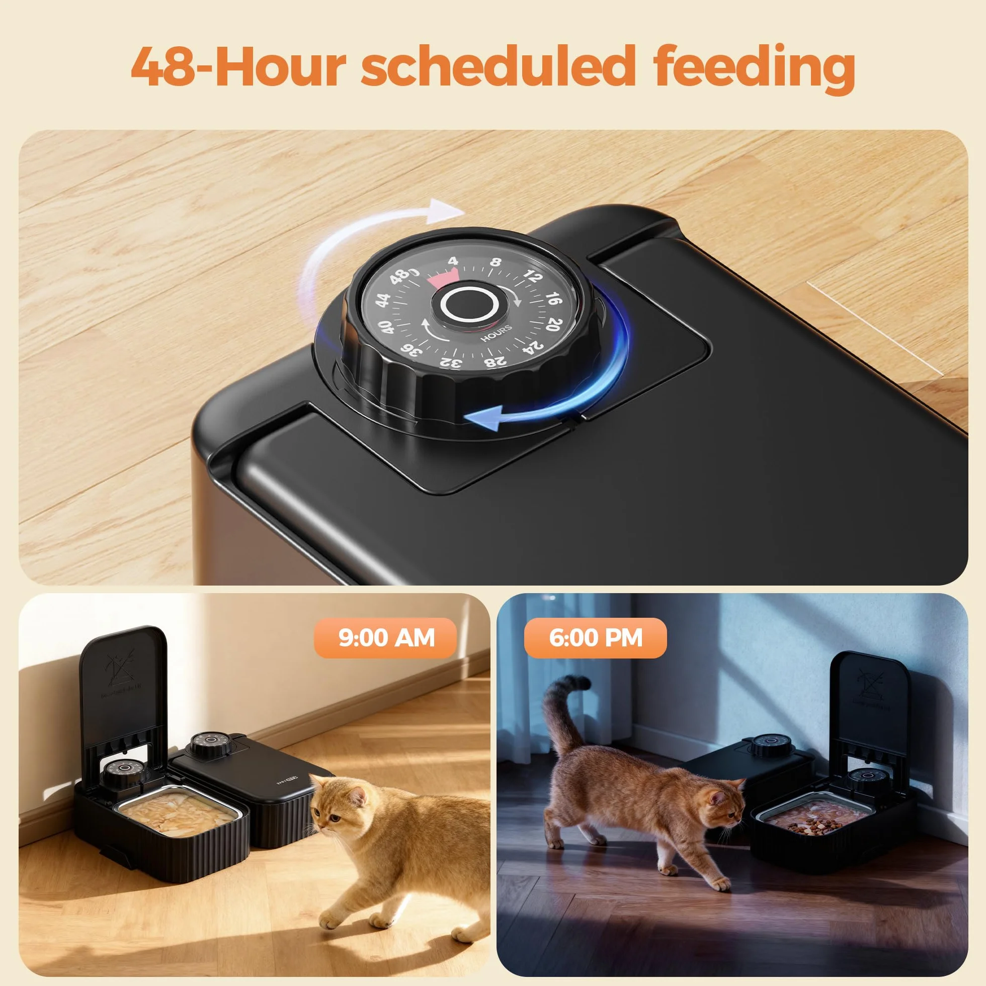 Comedero Gato Automatico Comida Humeda: Dispensador Comida Gatos 48H Programable - Comedero Automatico Perros con Acero Inoxidable Bol - 350g por Bol - Dosificador Alimentador Perro Refrigerado