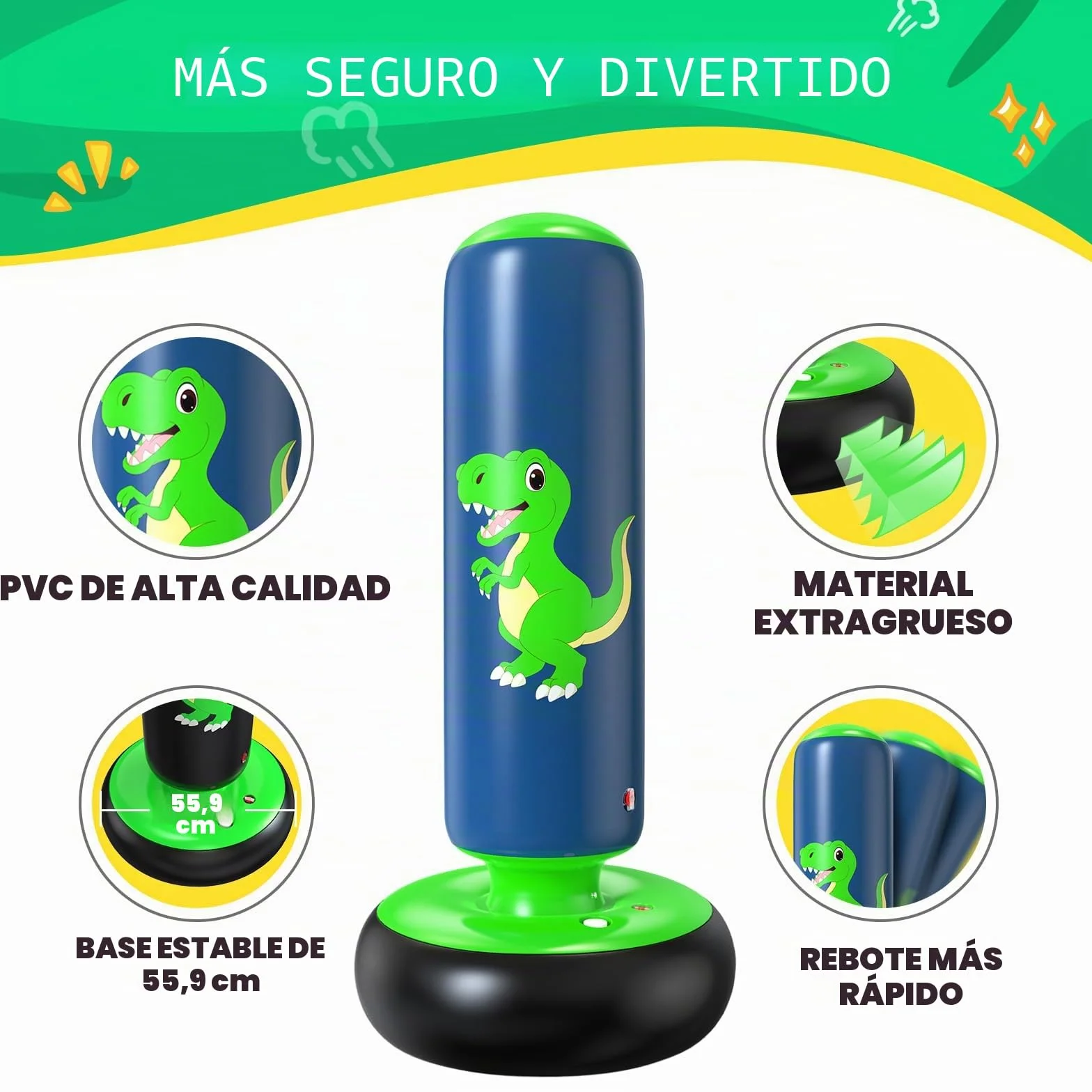Saco Boxeo Niños Inflable de Pie 3-8 Años Punching Ball Set Karate Taekwondo MMA