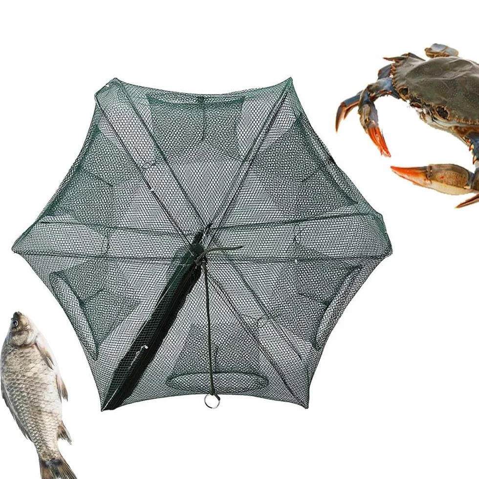 Red de Pesca Plegable de 6 Agujeros para Peces, Gambas y Cangrejos