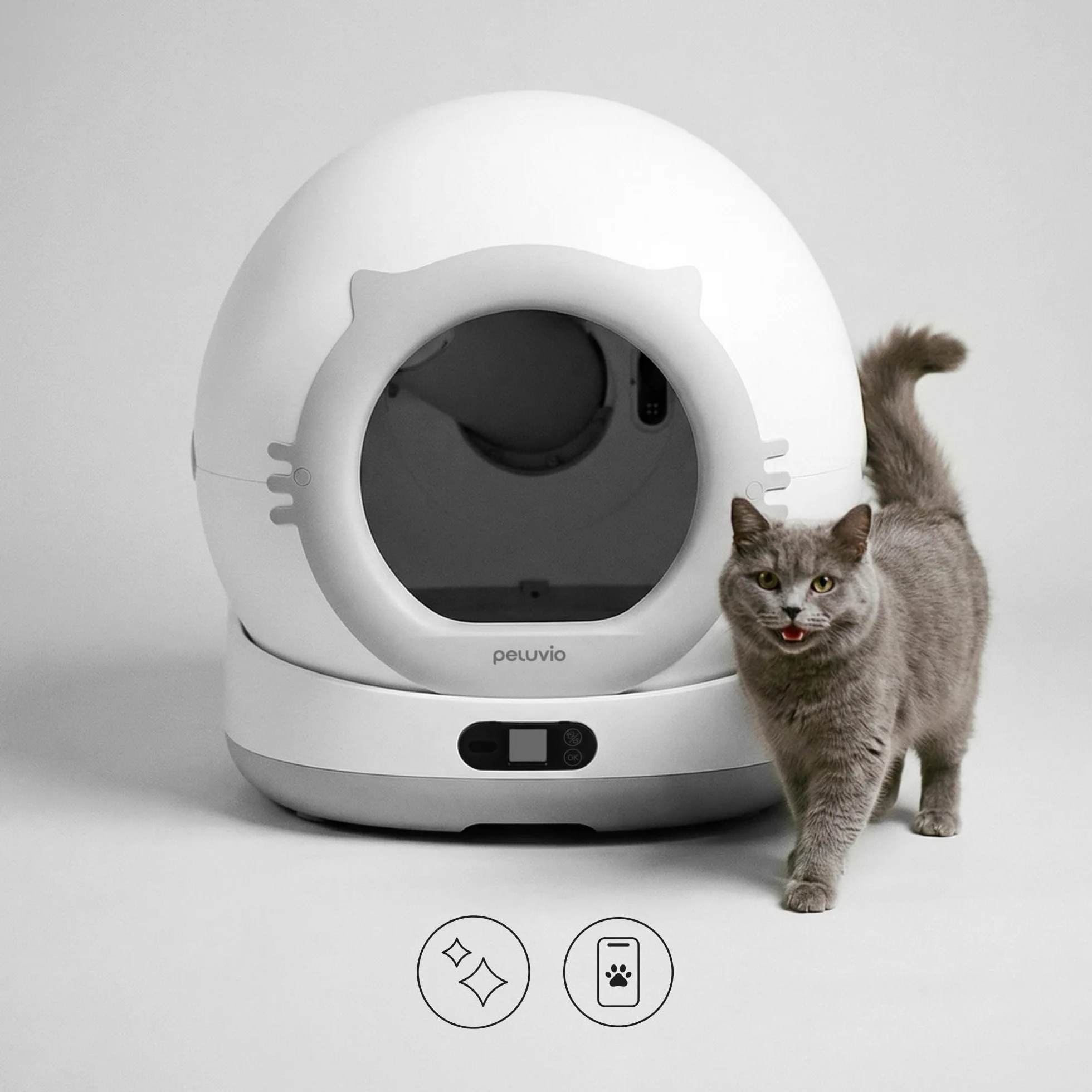 Pearl Arenero Automático Autolimpiable para Gatos, Control por App y WiFi, Sensores ToF 3D, Capacidad 72 L, Silencioso y Seguro, Incluye Alfombrilla, Bolsas y Eliminador de Olor, para 1-10 kg