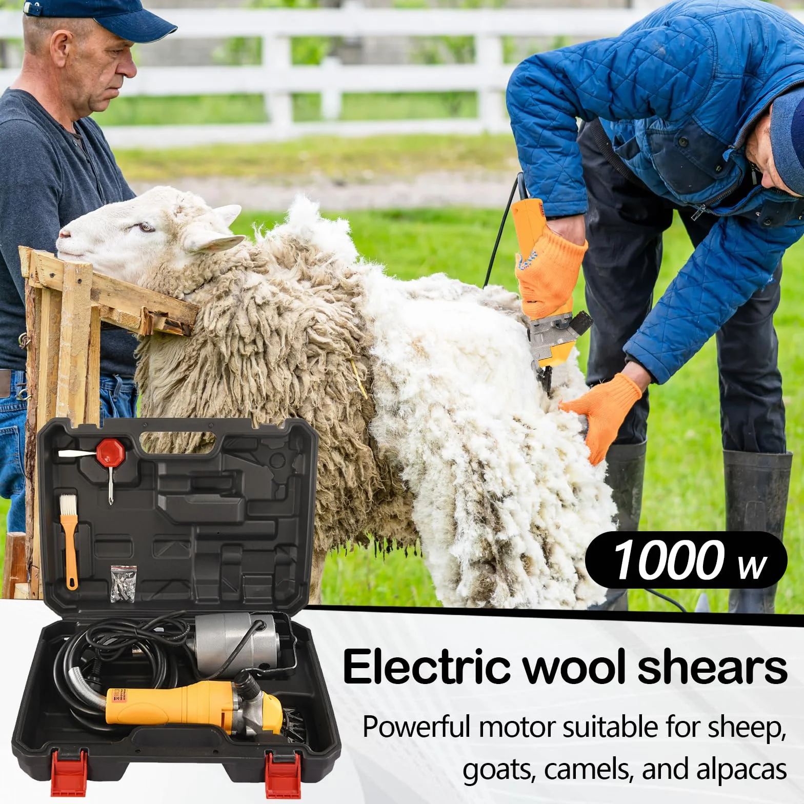 Esquiladora De Ovejas, 1000W Esquiladora Profesional De Ovejas Con Motor De Alta Potencia Y Cable De AlimentacióN 5m Esquiladora EléCtrica De Ovejas 13 Dientes 2400 Rpm Para Ovejas Cabras Y Alpacas
