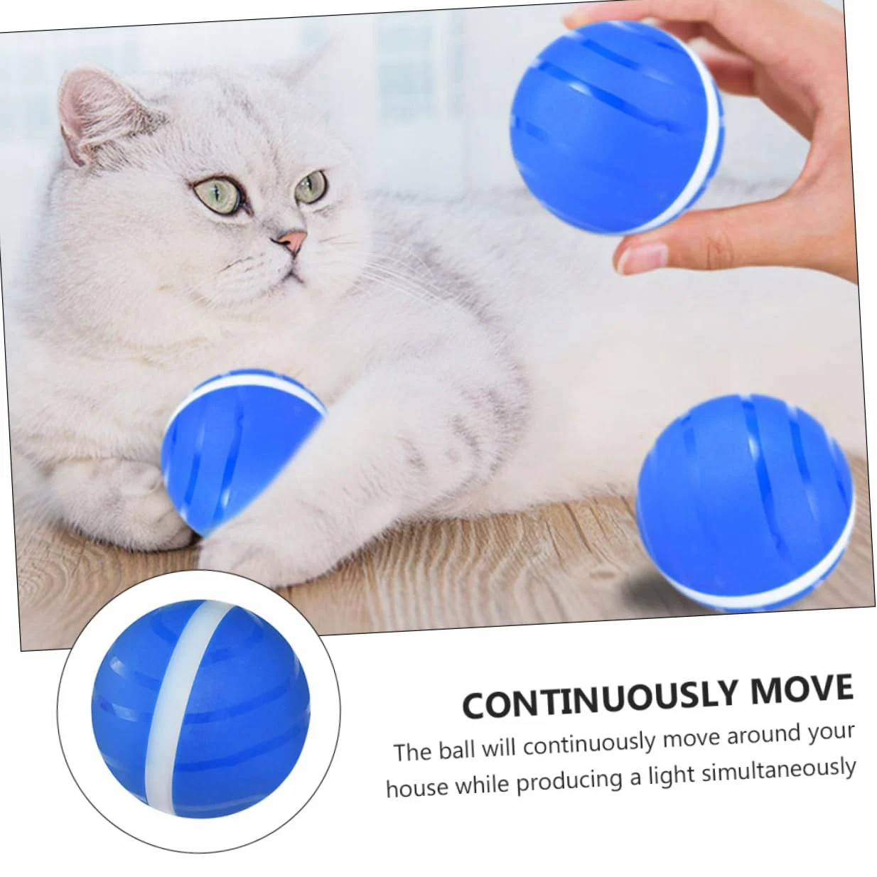 Kisangel 3piezas Juguete Interactivo Automático para Gatos Bola De Luz Led USB Recargable Juguete De Movimiento para Mascotas Diversión Sin Fin Casa