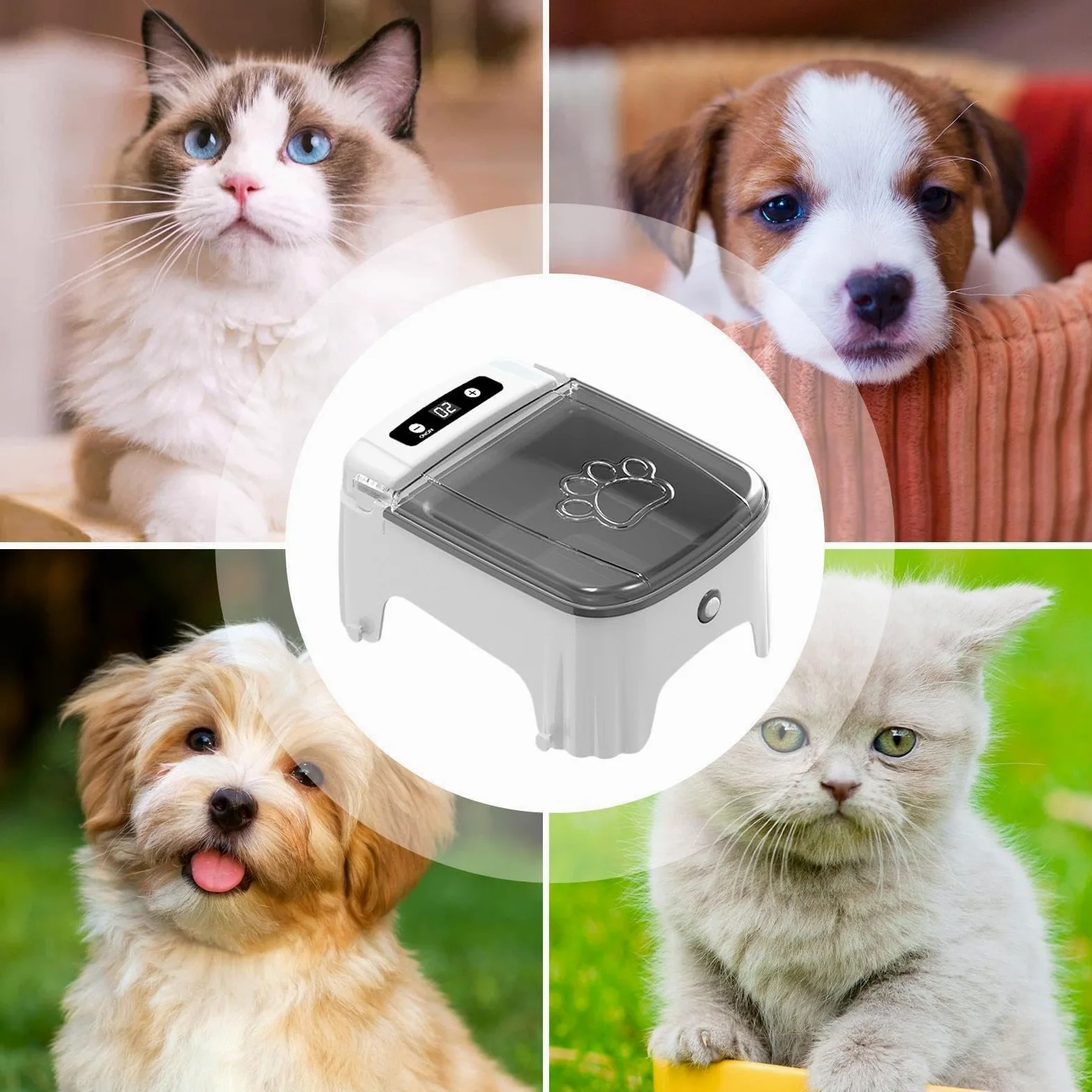 Comedero automático para Gatos， Comedero automático for Gatos con Comida húmeda | Dispensador de for Mascotas Sensor for Temporizador(Grey)