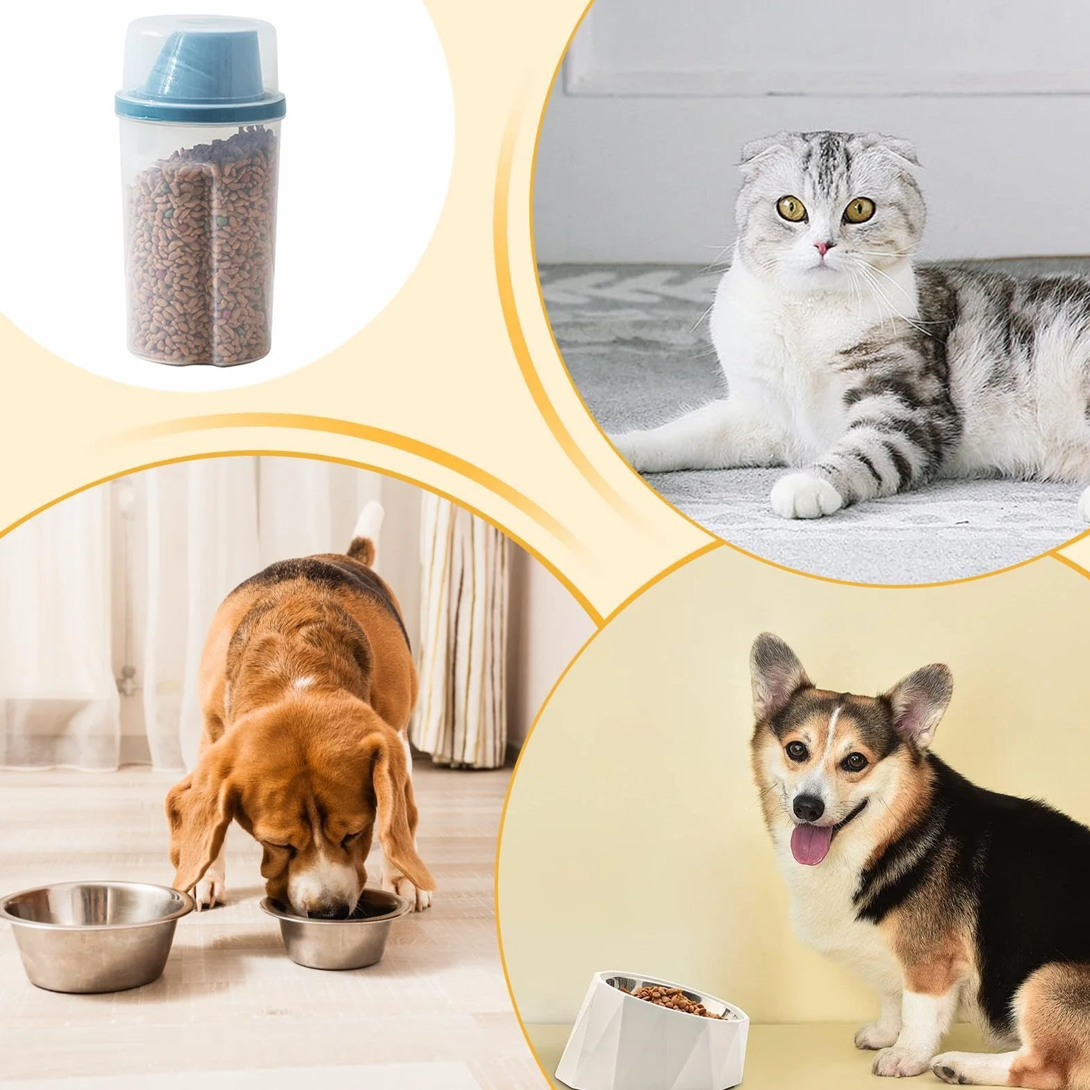 Contenedor hermético de almacenamiento para alimentos para mascotas, dispensador de aperitivos para cachorros de 1000 ml, perfecto para almacenamiento de alimentos secos en casa, viajes y