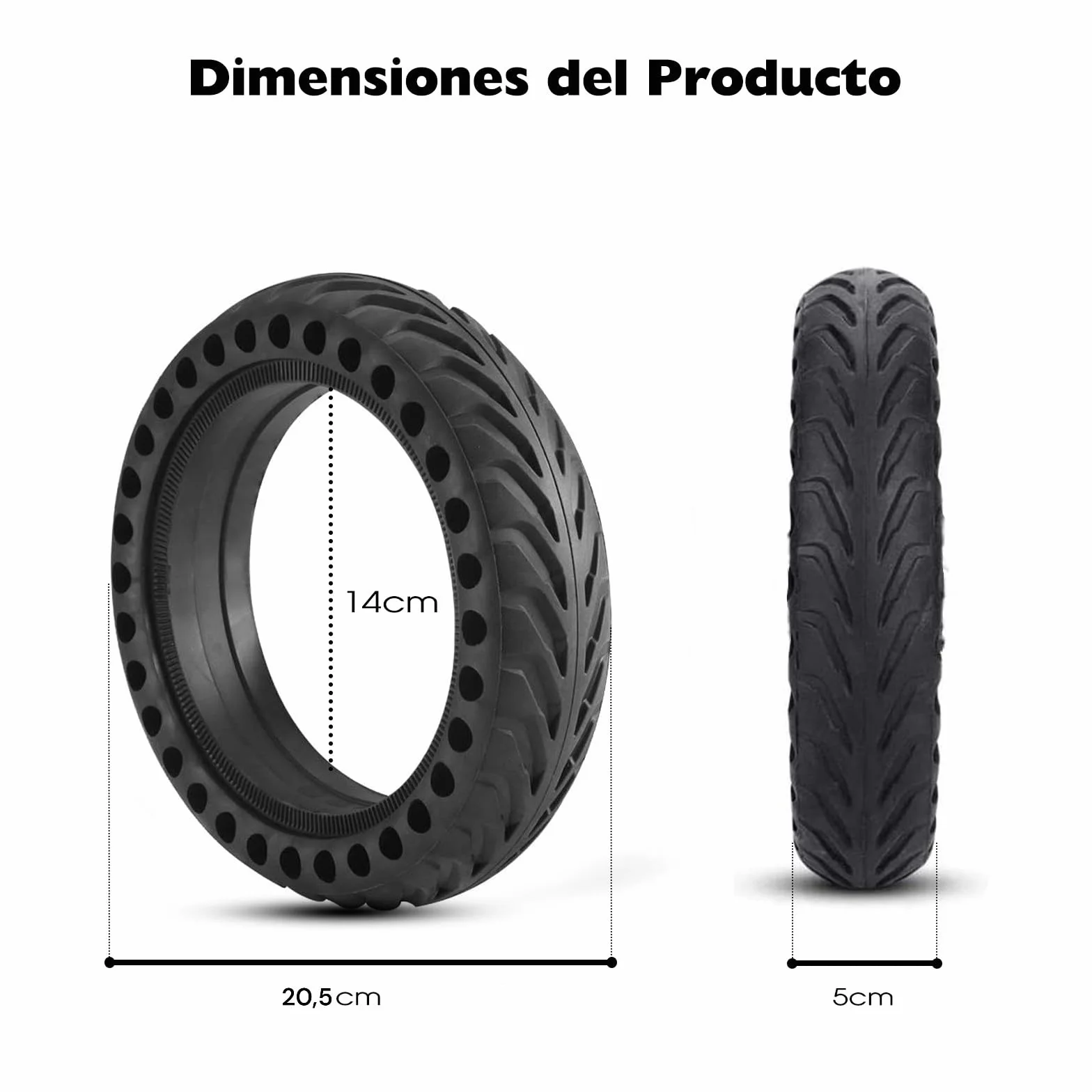 ANSENI Rueda para Patinete Maciza 8.5x2 Pulgadas Antipinchazo Compatible con Xiaomi Scooter M365/M365 Pro