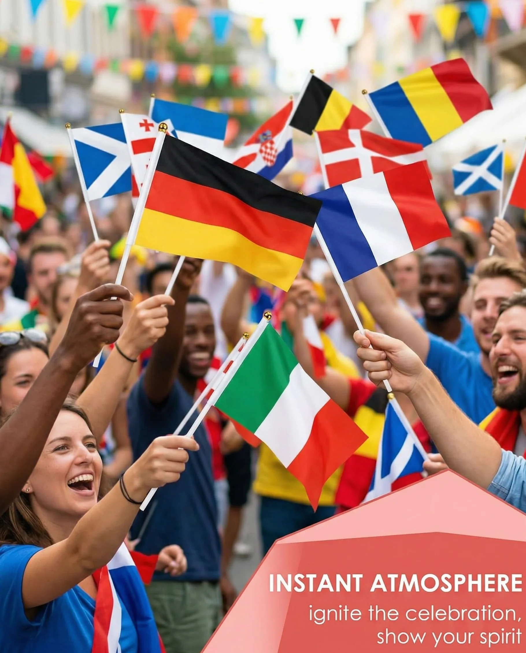 Banderas Países Europeos 24 Unidades Doble Cara con Palo para Mundial Eurocopa Fútbol Fiestas Decoración Eventos Deportivos