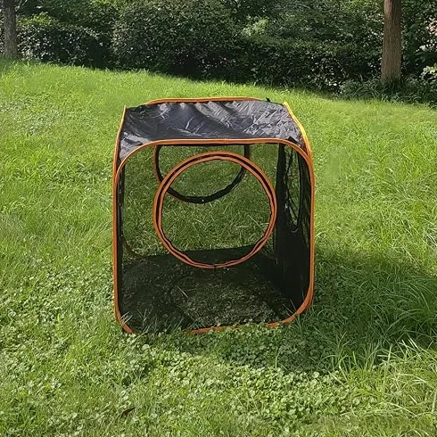 Recintos para gatos al aire libre, tiendas de campaña de malla portátiles con túneles de juego para gatos, conejos y animales pequeños, diseño hexagonal para un tiempo de juego divertido y fácil