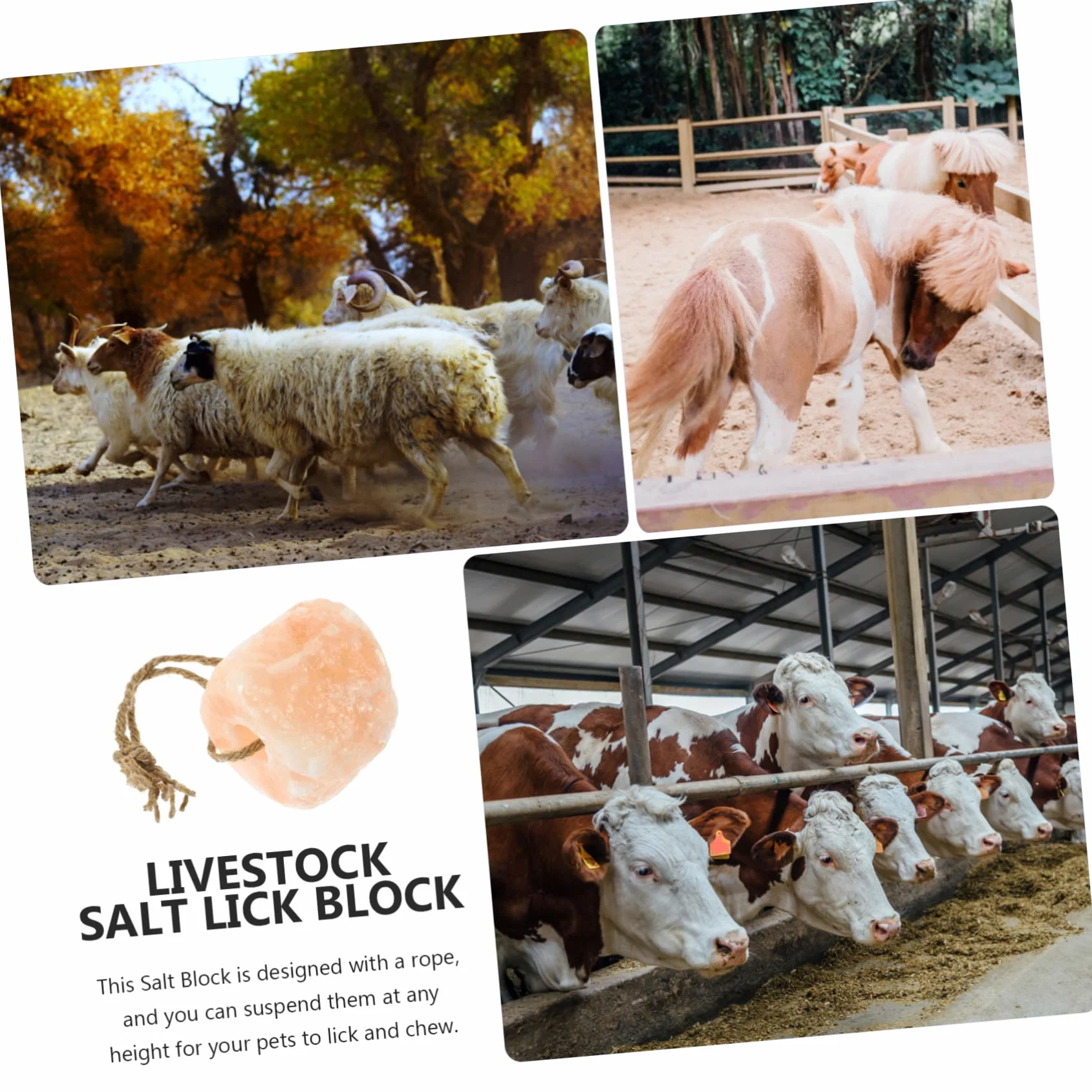 Milisten Bloque De Mineral Para Ganado Bloque Para Lamer Para Ganado Colgante Para Caballos Vacas y Ovejas Granjas