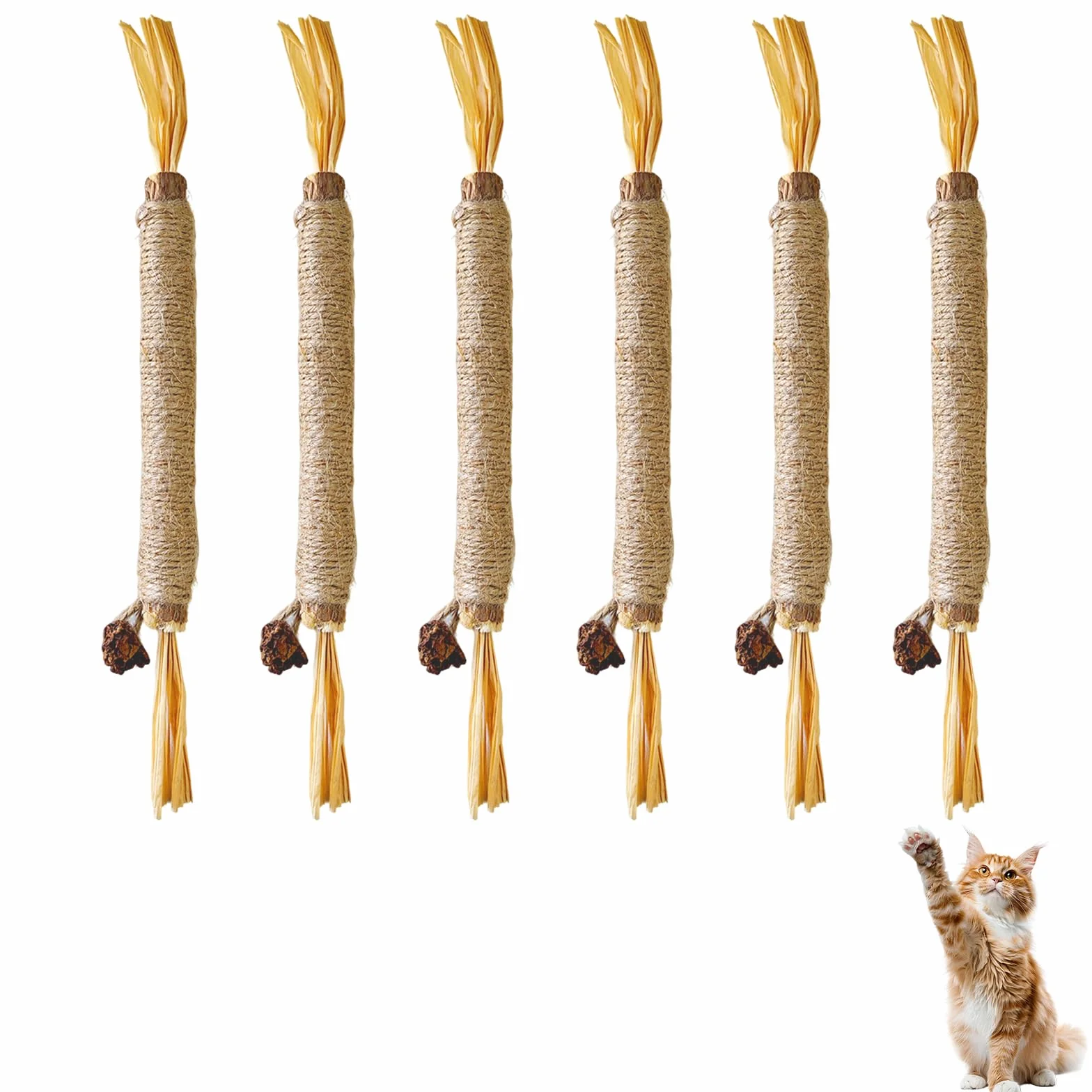 6 Piezas Naturales para Morder Gatos, Hierba Gatera Juguete Masticar Palos Gato, Palitos de Catnip para Gatos, Compatible para Gatos, Salud Oral y Estimulación de Ejercicio en Felinos