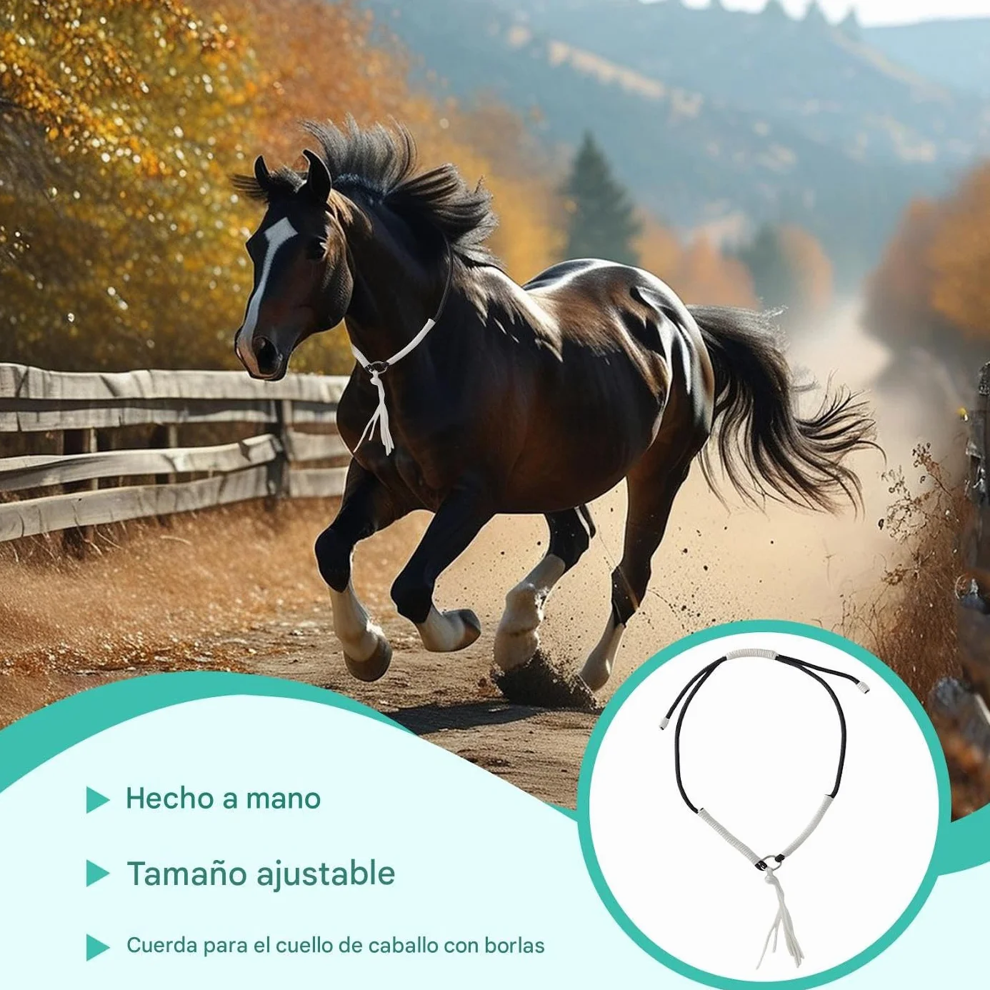 Riendas De Caballo Estilo Western | Pretal para Caballos | Cabezada Tejida a Mano con Flecos Ayuda para la Obediencia de Jinete y Espectáculos Ecuestres en Clubes Hípicos
