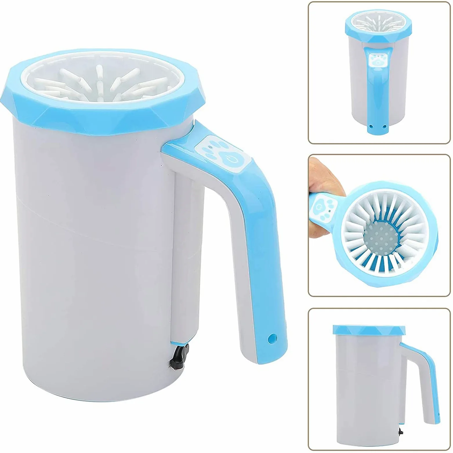 Limpiador de patas para perros, Cepillo de silicona suave for patas perro con toalla for perros medianos y grandes, limpiador sucias embarradas | Blue
