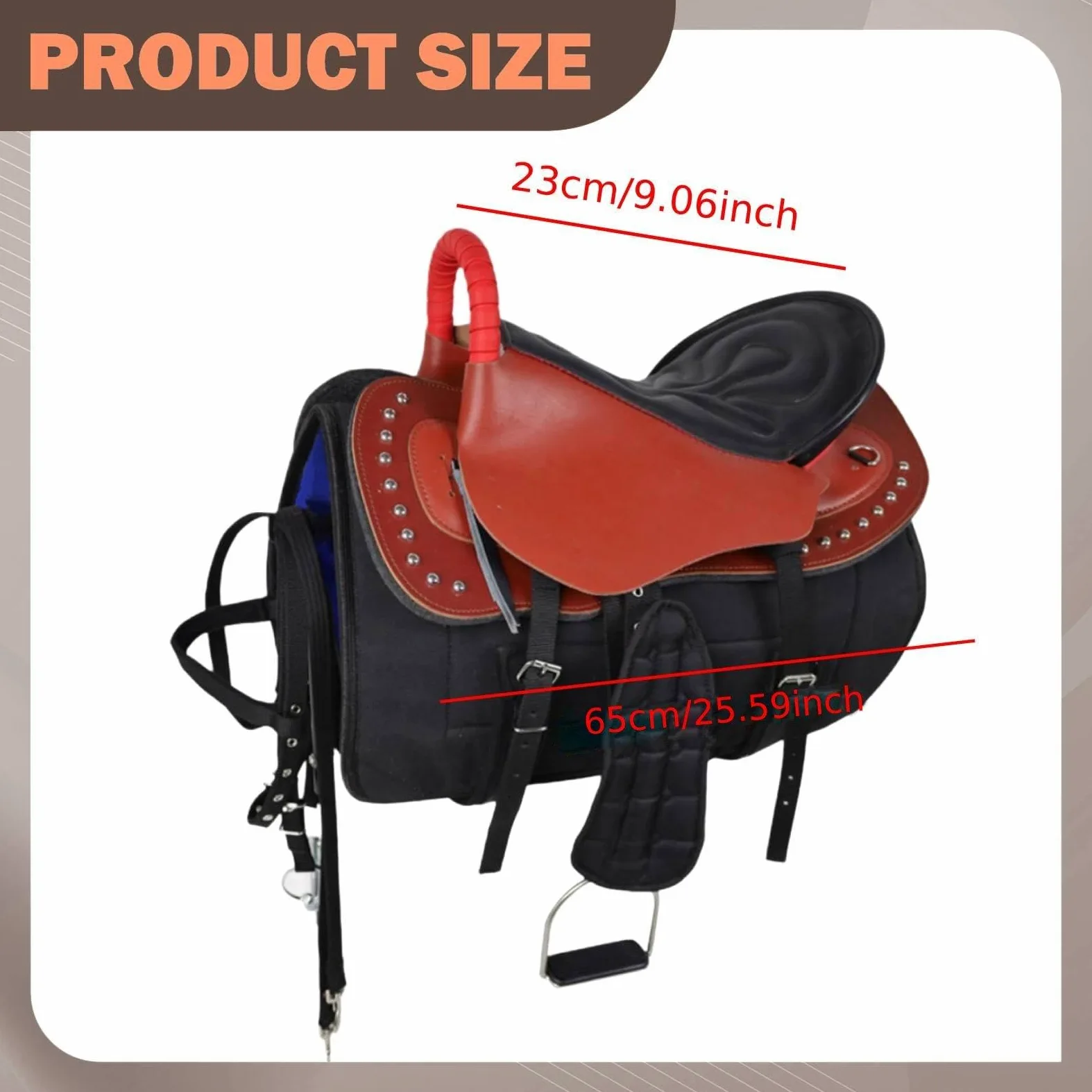 Silla de Montar para Caballo con Equipo Ecuestre Práctico Asiento de Montar Resistente Al Desgaste Juego de Correas Seguro Y Almohadilla Confortable a