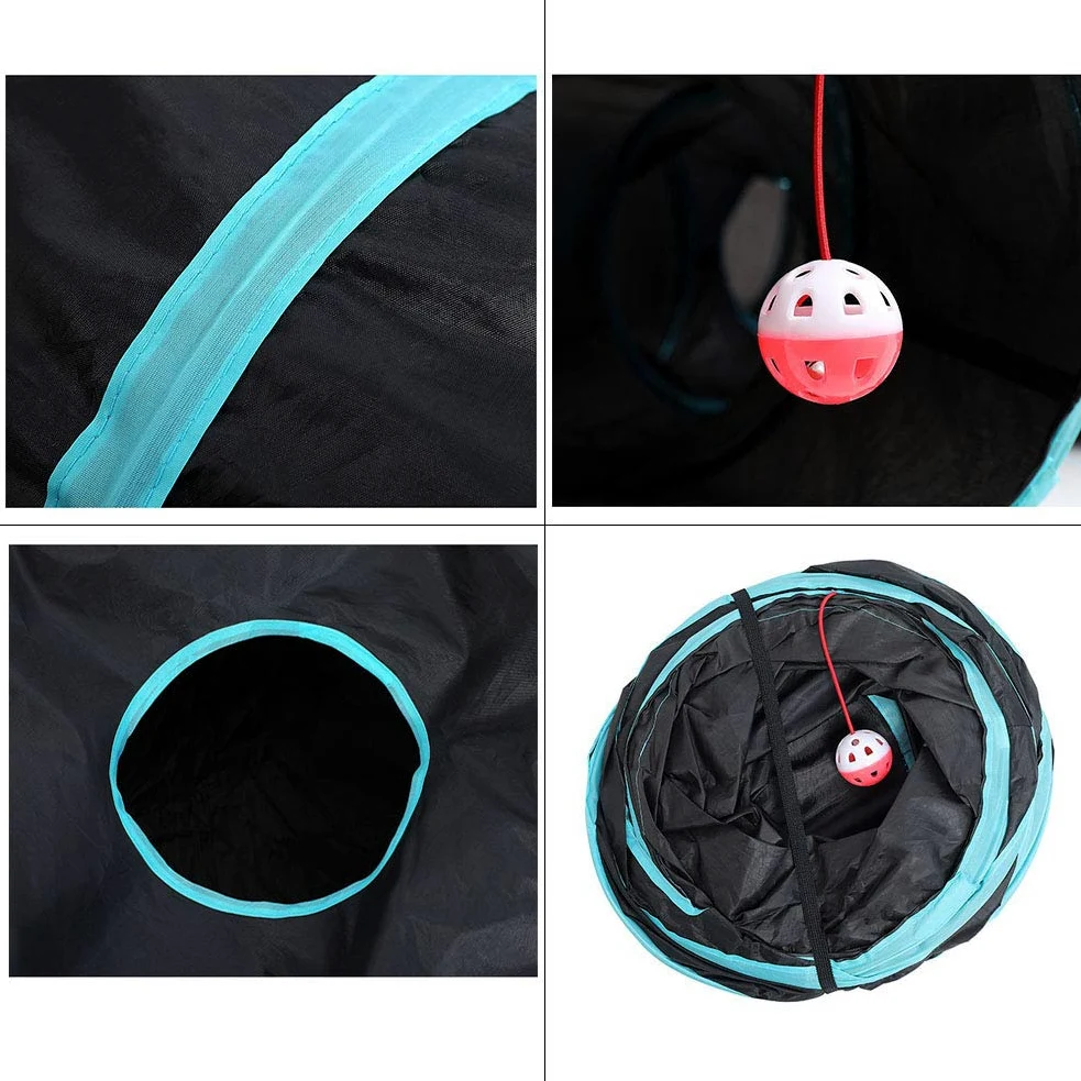 iHOO Túneles para gatos S-Way - Tubo plegable con laberinto de bolas, casa para gatos, mascotas, interactivos, para gatos, cachorros, gatitos, conejos, túneles de 3 vías