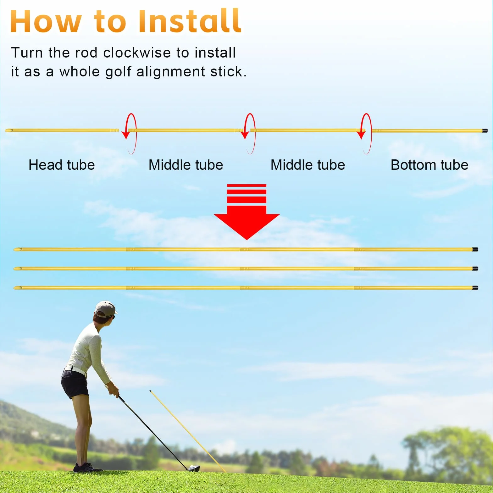 Palos de alineación de golf plegables 147 cm 3 unidades