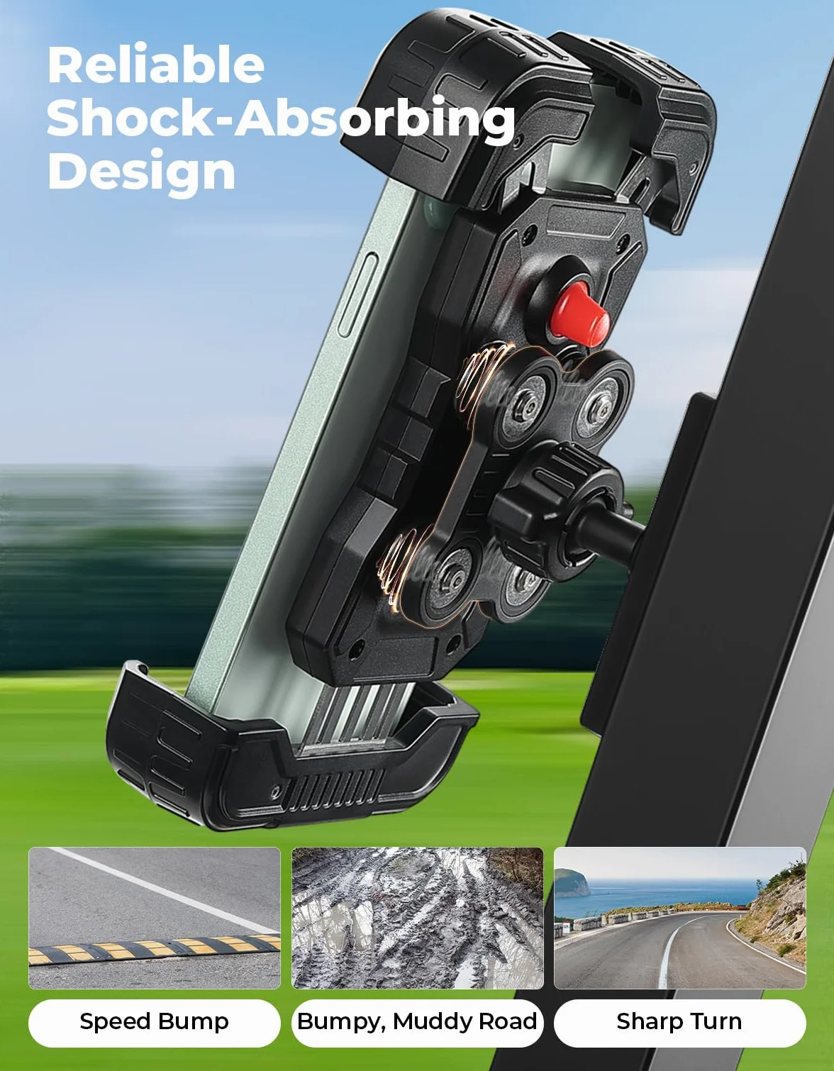 KEMIMOTO Soporte para teléfono móvil Golf Cart, giratorio 360°, absorción de impactos, magnético universal compatible con EZGO Club Car