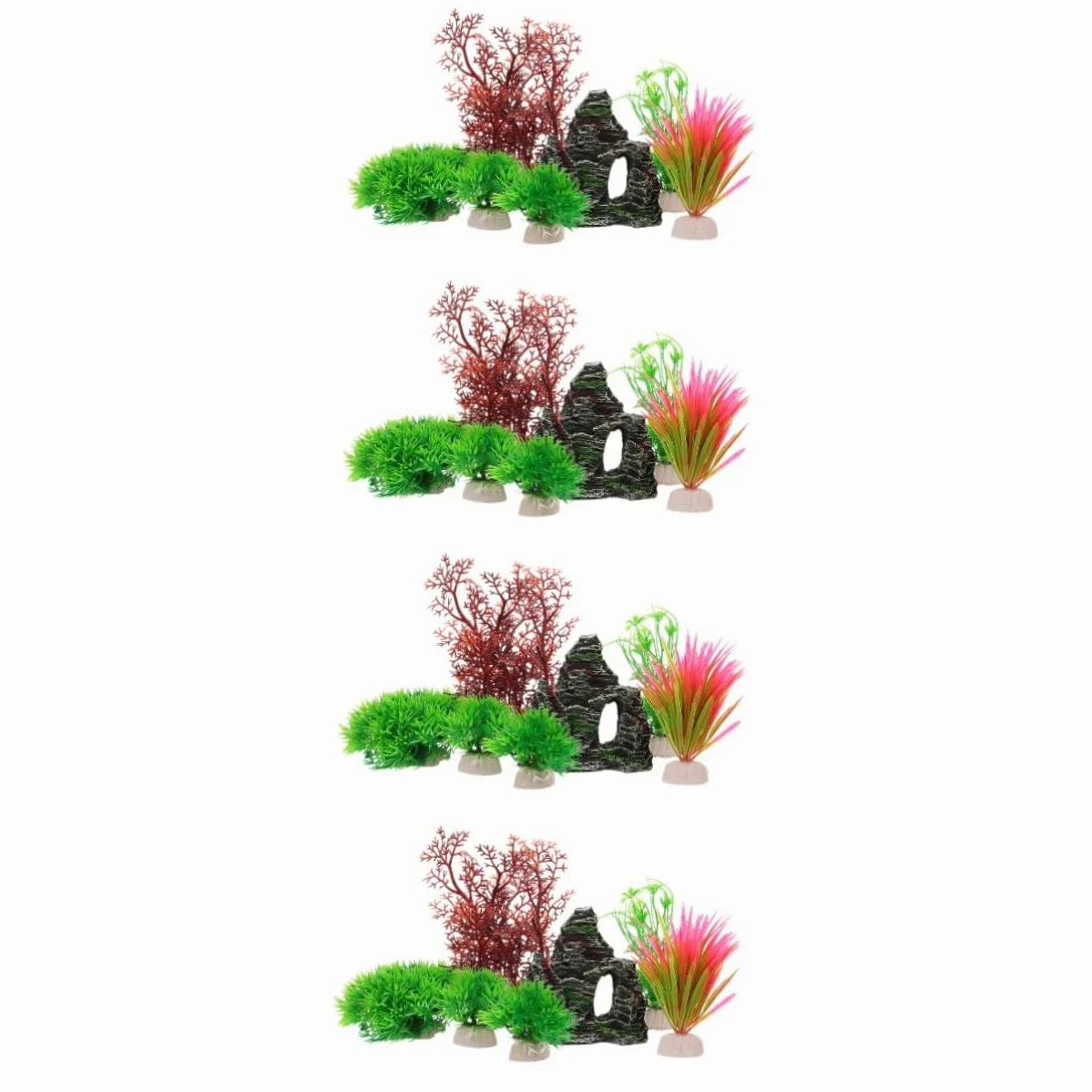Happyyami 4juegos Decoración Acuática Artificial De Plantas De Acuario Adornos para Peceras y Acuarios Paisajismo Acuático Elegante y Seguro para Peces