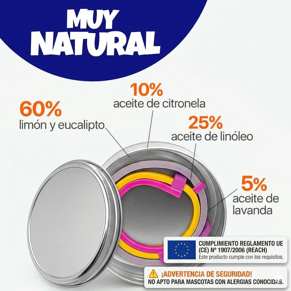 Collar Antiparasitario Gatos - 100% Natural – Protección 8 Meses – 38 cms, Impermeable y Ajustable, Uso al Aire Libre