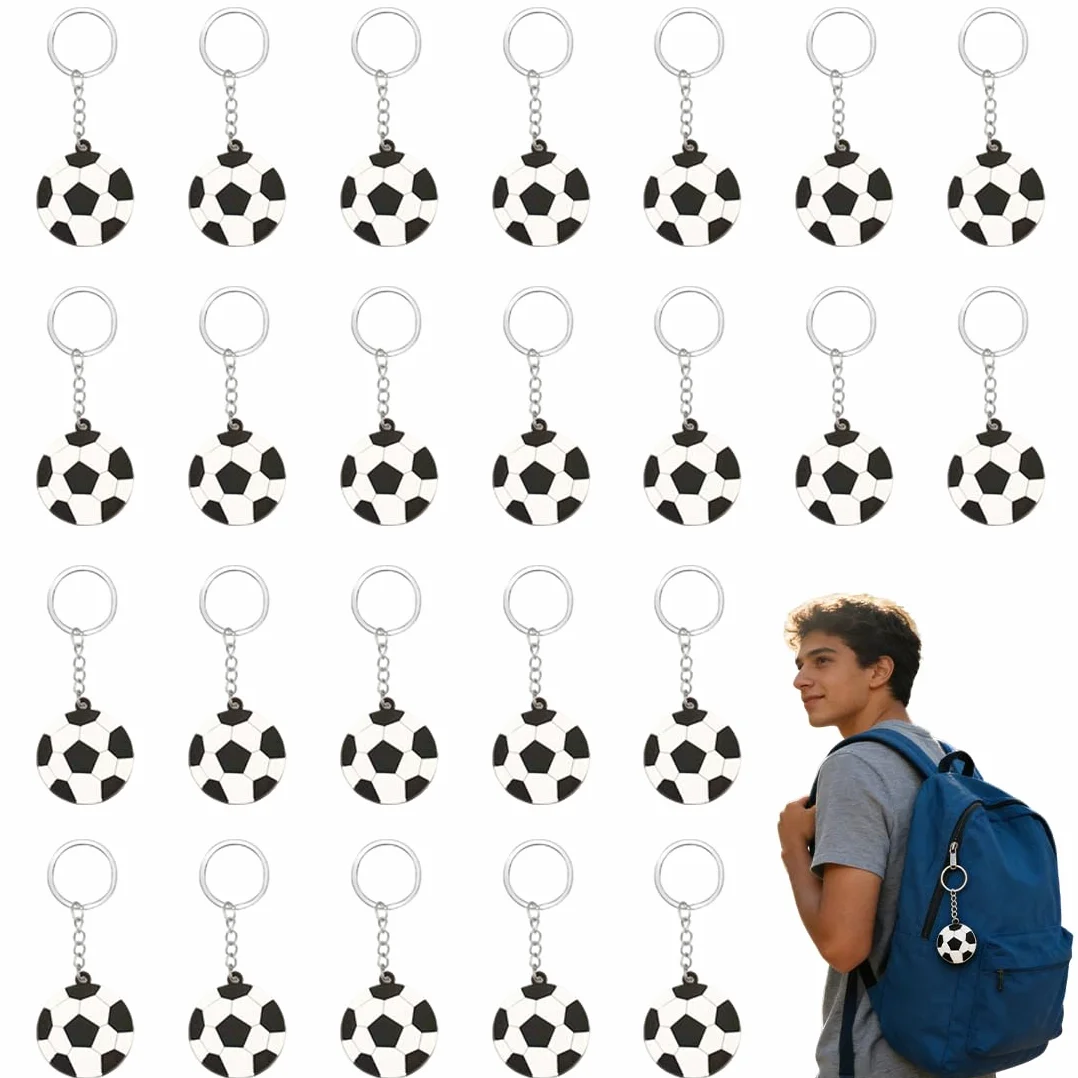 Llaveros de PVC con forma de balón de fútbol para bolsos y mochilas