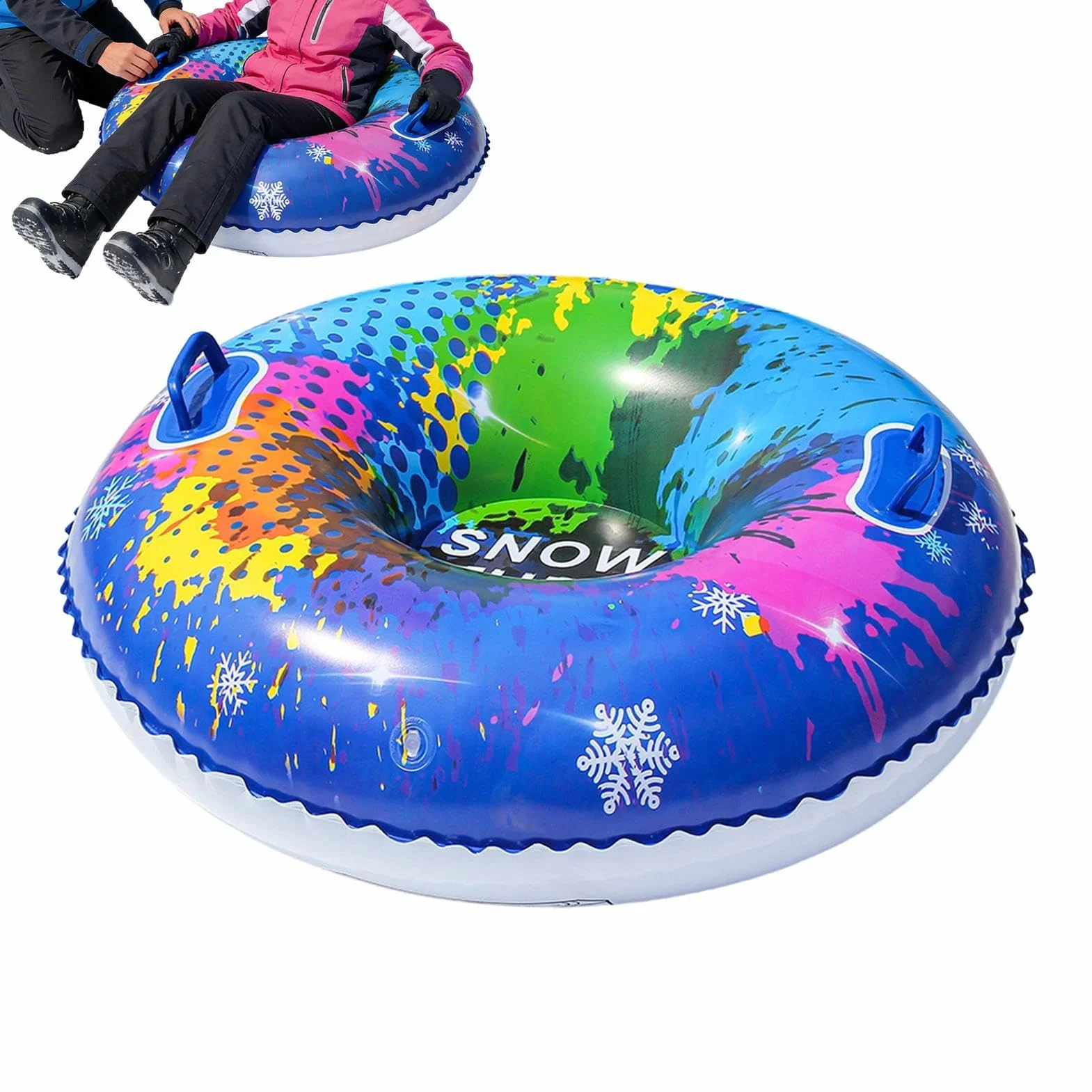 Tobogán de Nieve Hinchable PVC Portátil 95 cm Resistente al Frío Trineo Inflable